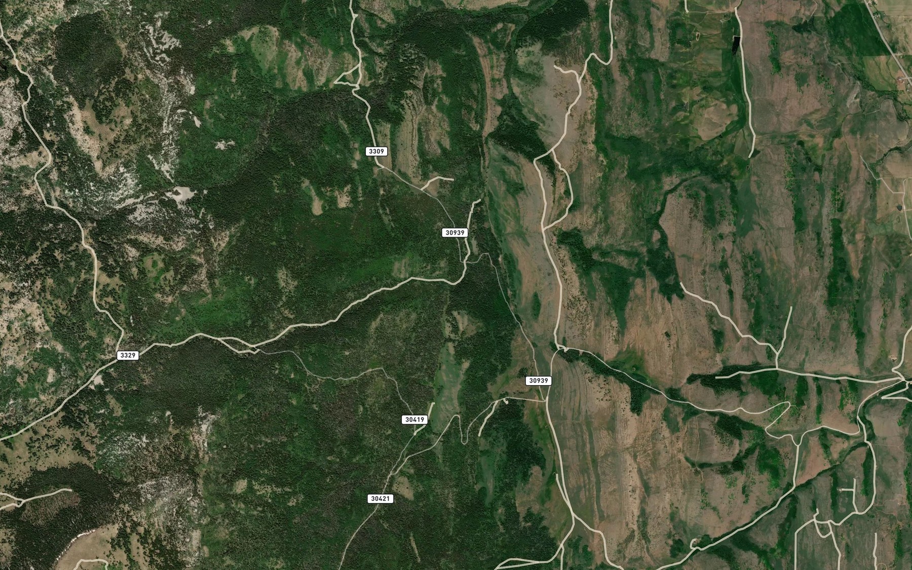 Satellite map of the Dry Fork