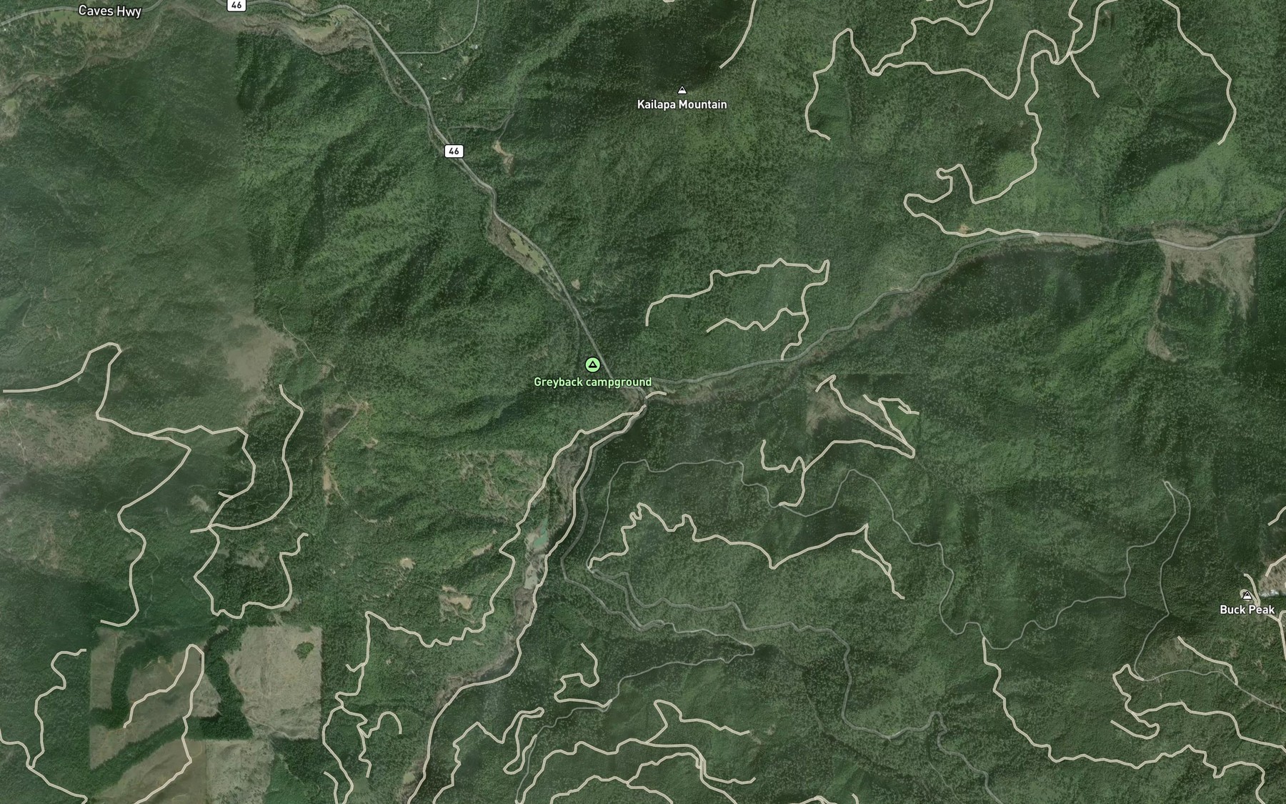 Satellite map of the Grayback Creek