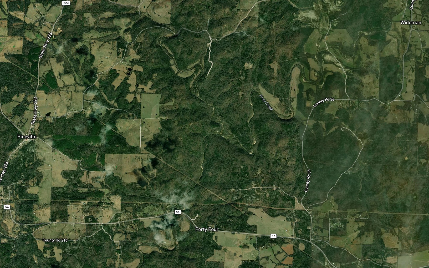 Satellite map of the Brushy Creek