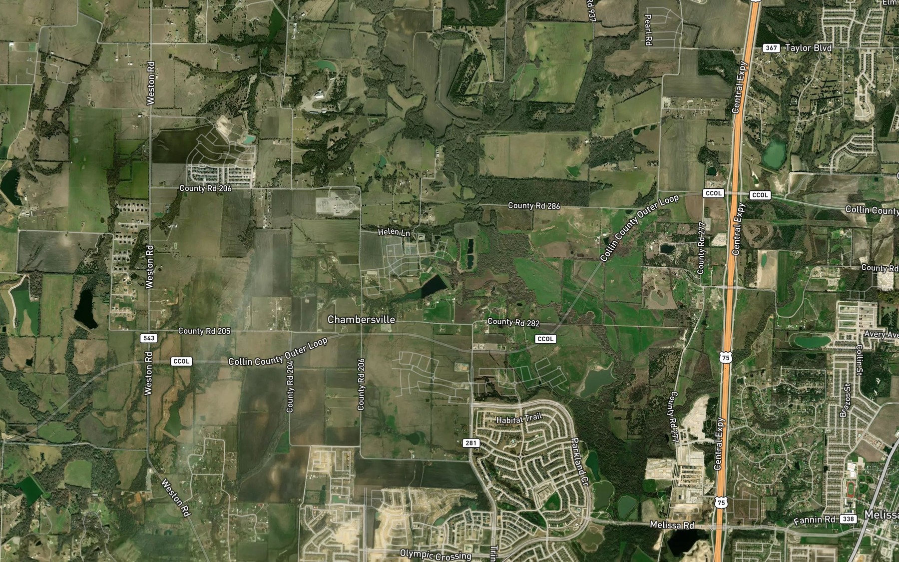 Satellite map of the Soil Conservation Service Site 34 Reservoir
