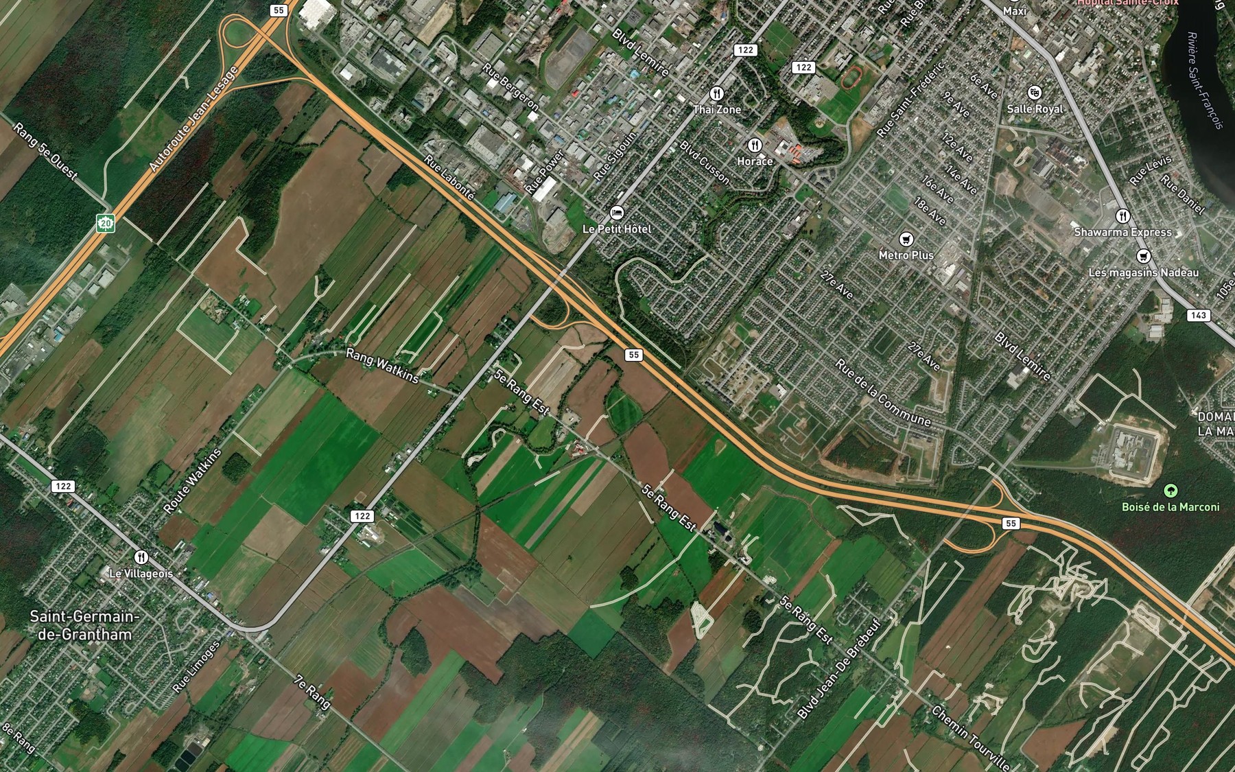 Satellite map of the Ruisseau Sarrazin