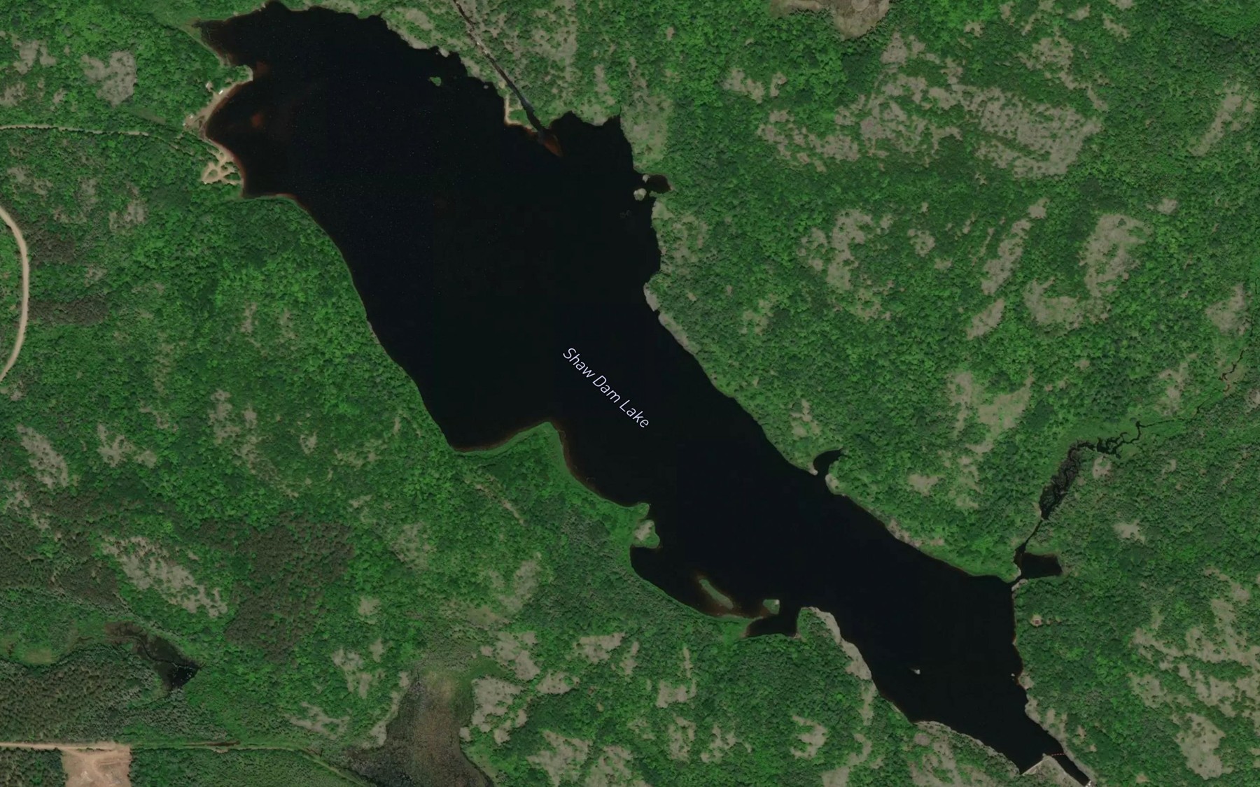 Satellite map of the Shaw Dam Lake