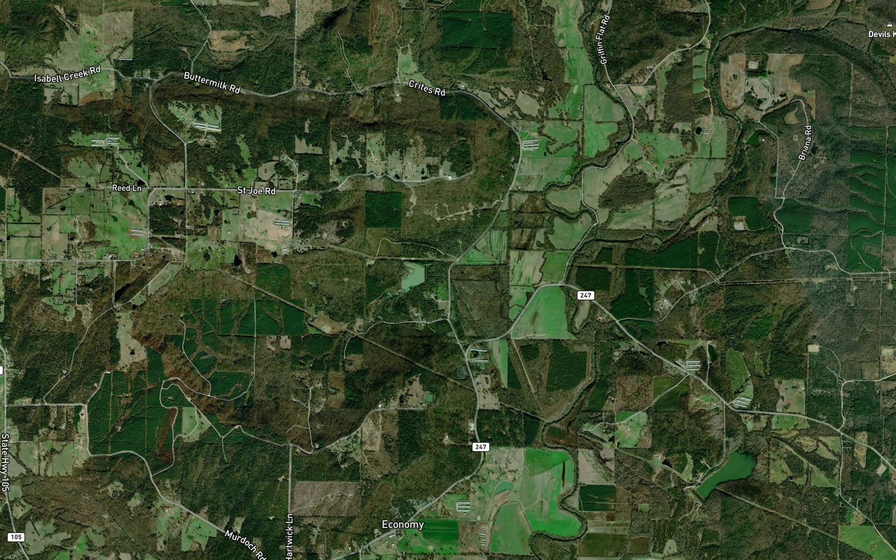 Satellite map of the Cove Creek