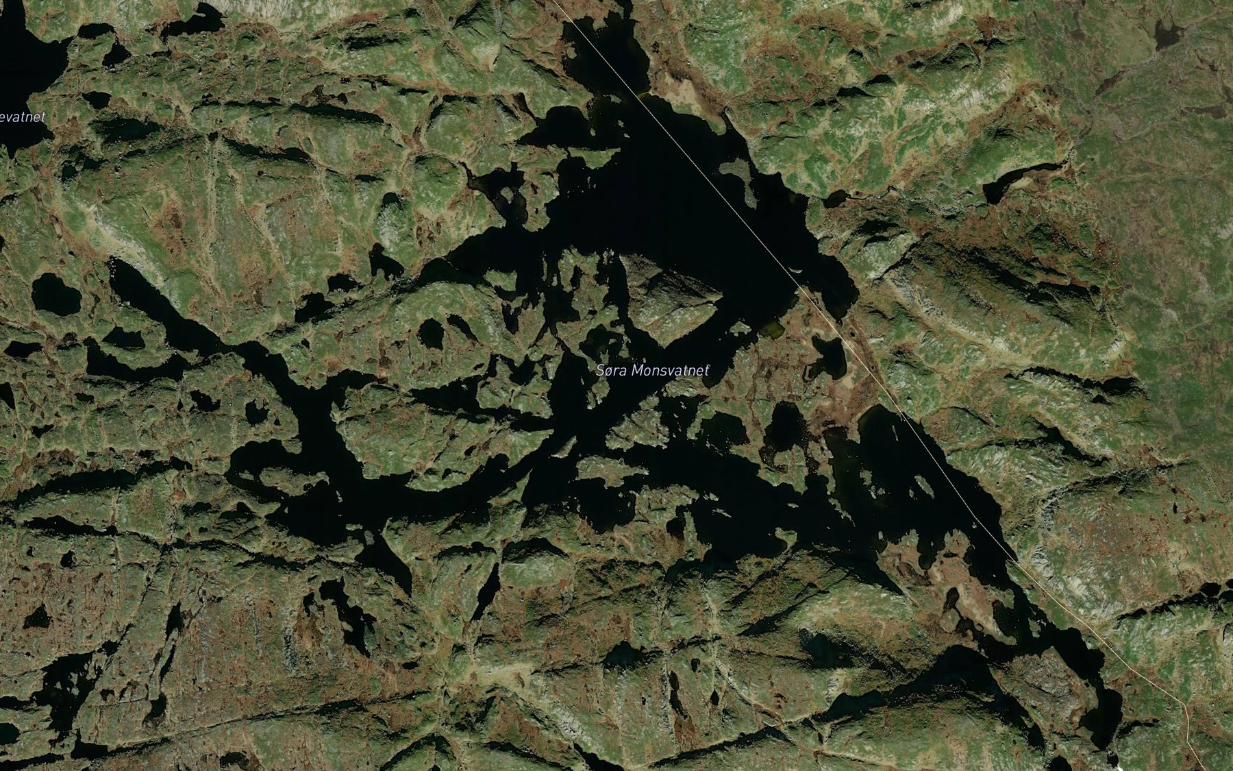 Satellite map of the Monsvatnet,sore