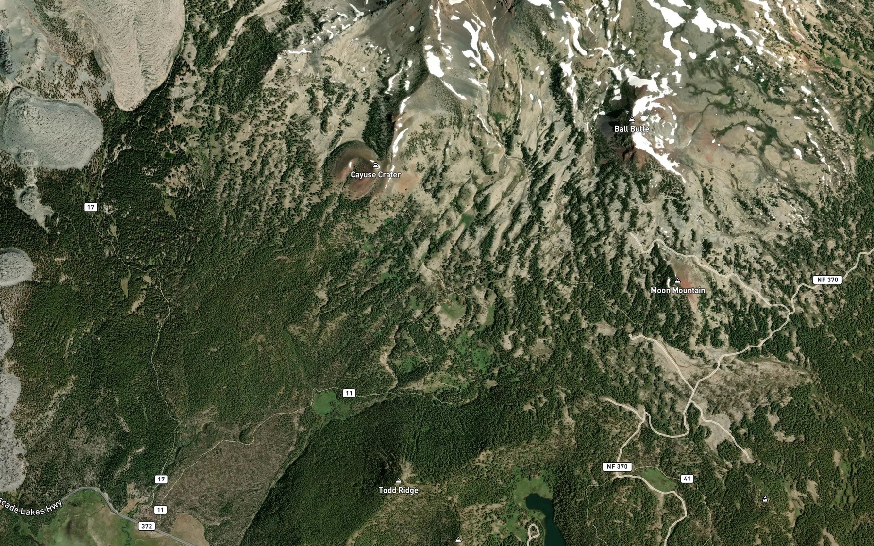Satellite map of the Little Crater Creek
