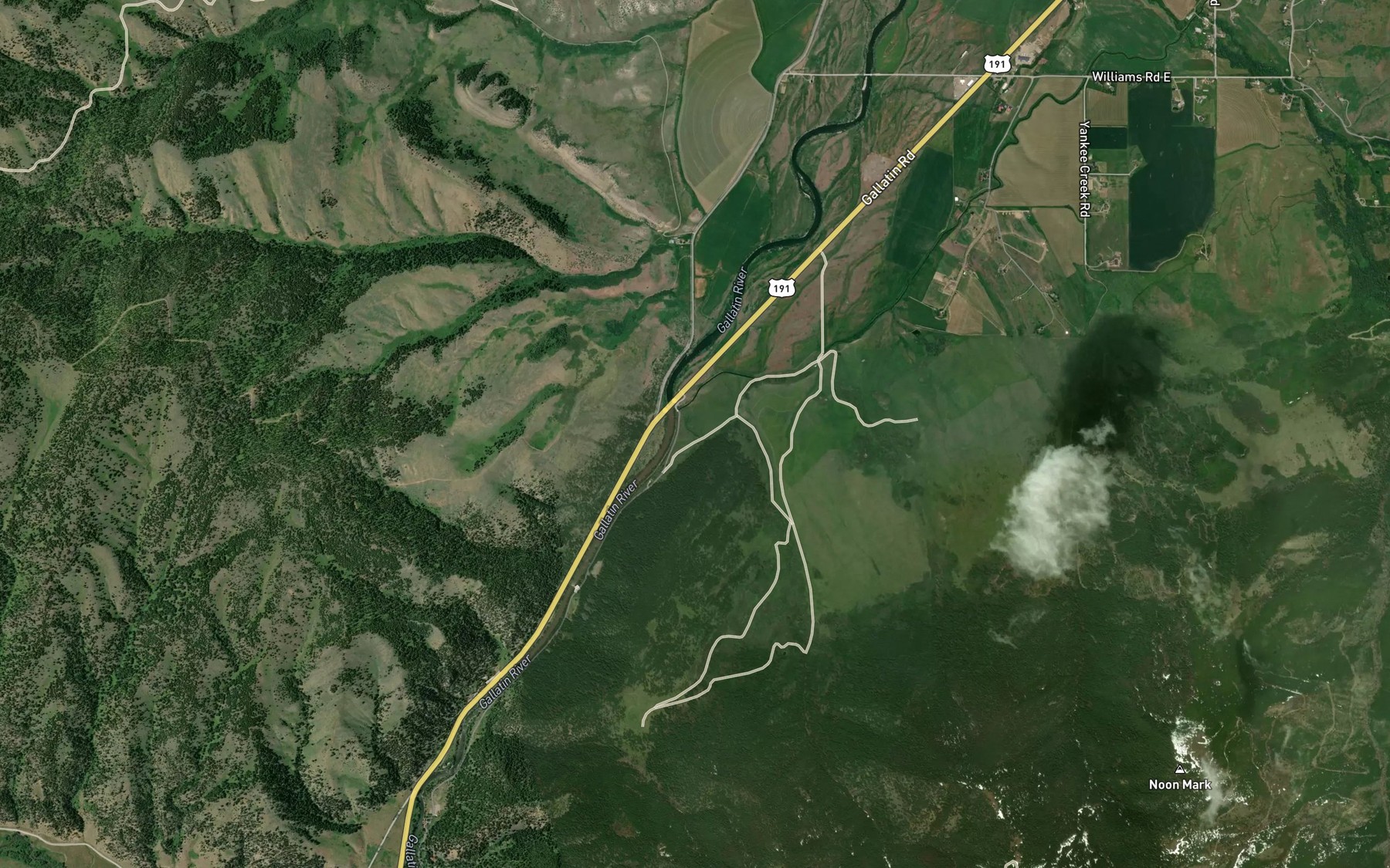 Satellite map of the Jack Creek