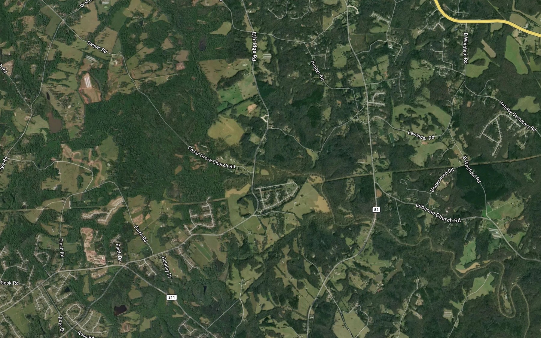 Satellite map of the Mulberry River