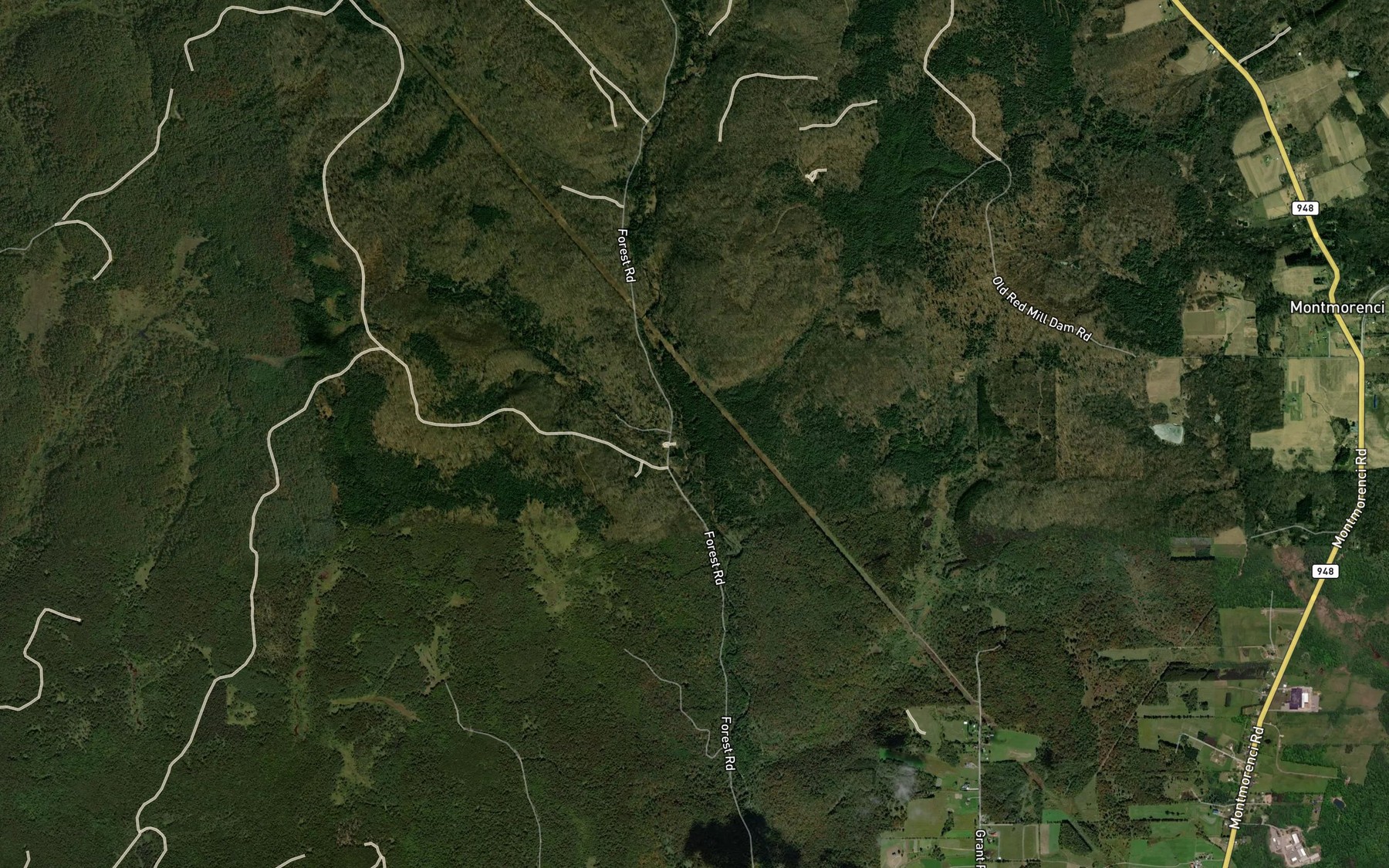 Satellite map of the Red Mill Run