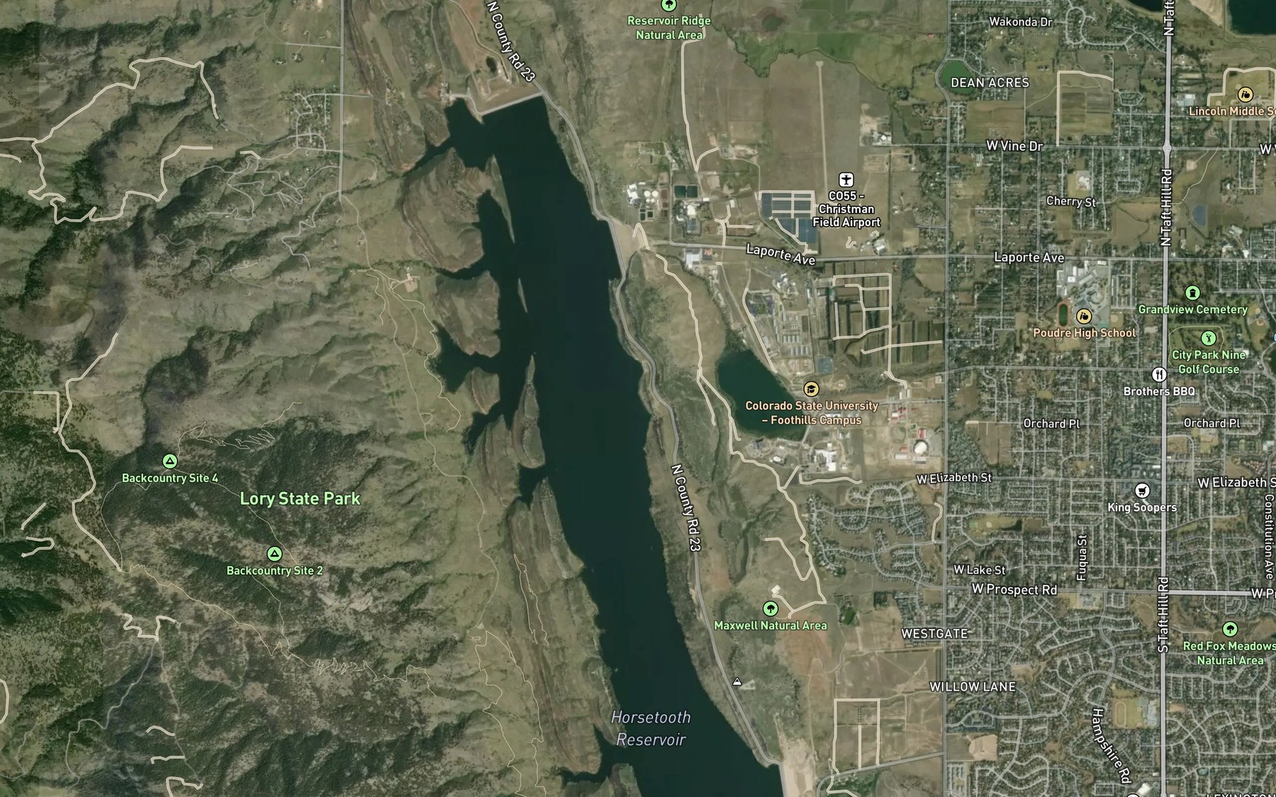 Satellite map of the Sunrise Picnic Area