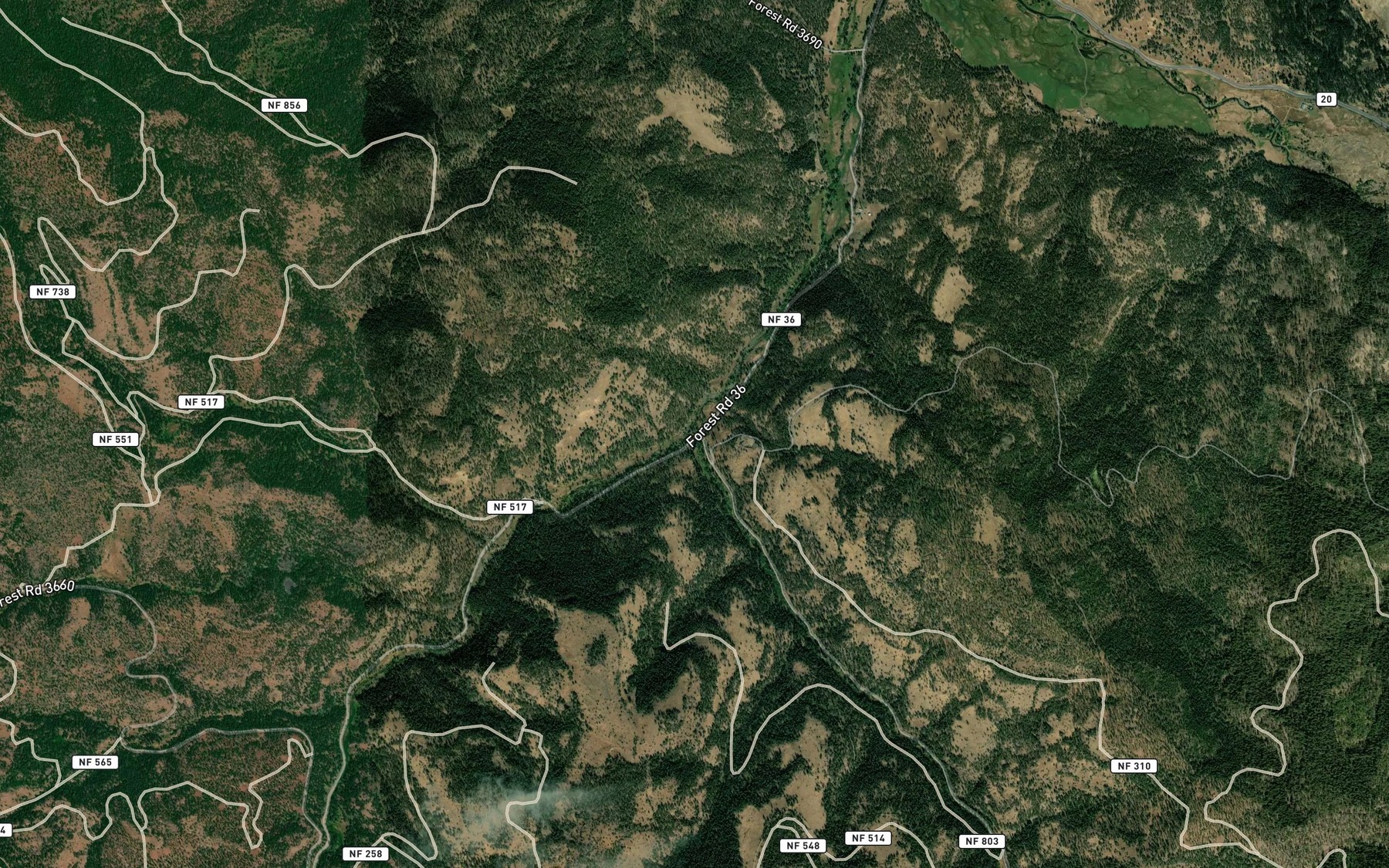 Satellite map of the Lick Creek