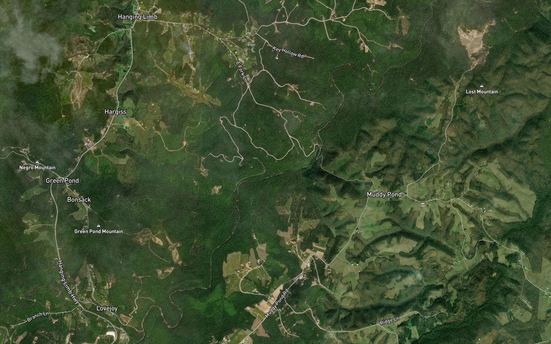 Satellite map of the Wolf Branch