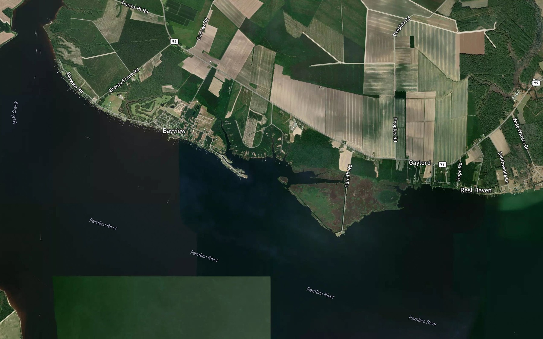 Satellite map of the Mixon Creek