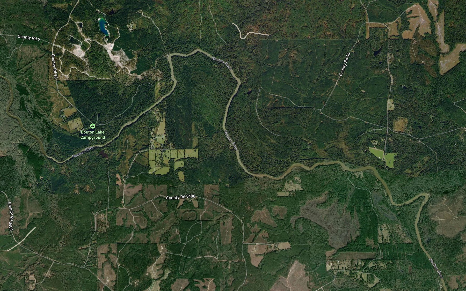 Satellite map of the Rawls Creek