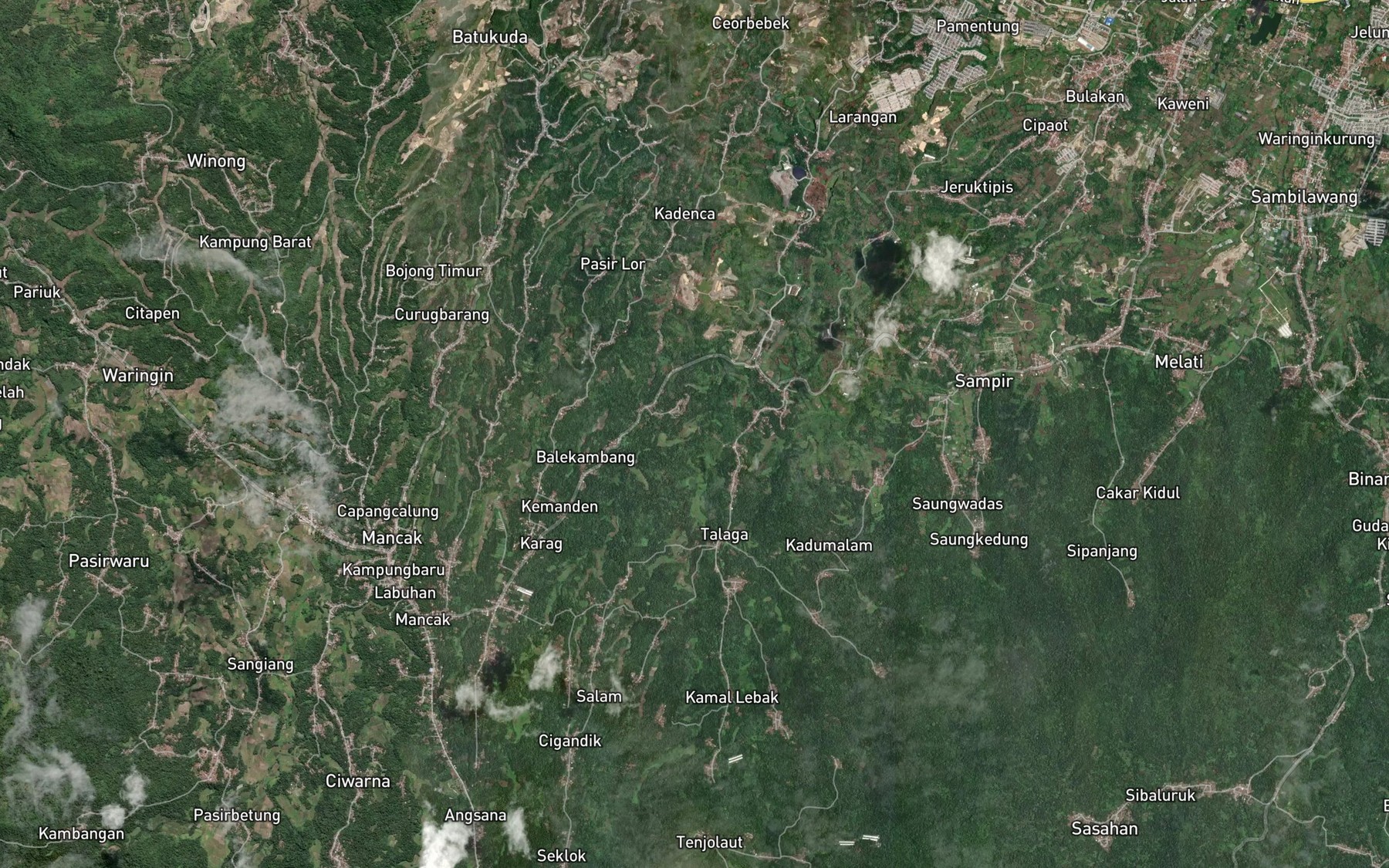 Satellite map of the Ci Bojongjengkol