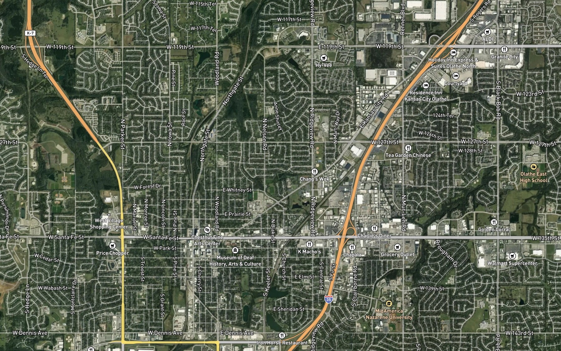 Satellite map of the Mahaffie Farmstead Pond