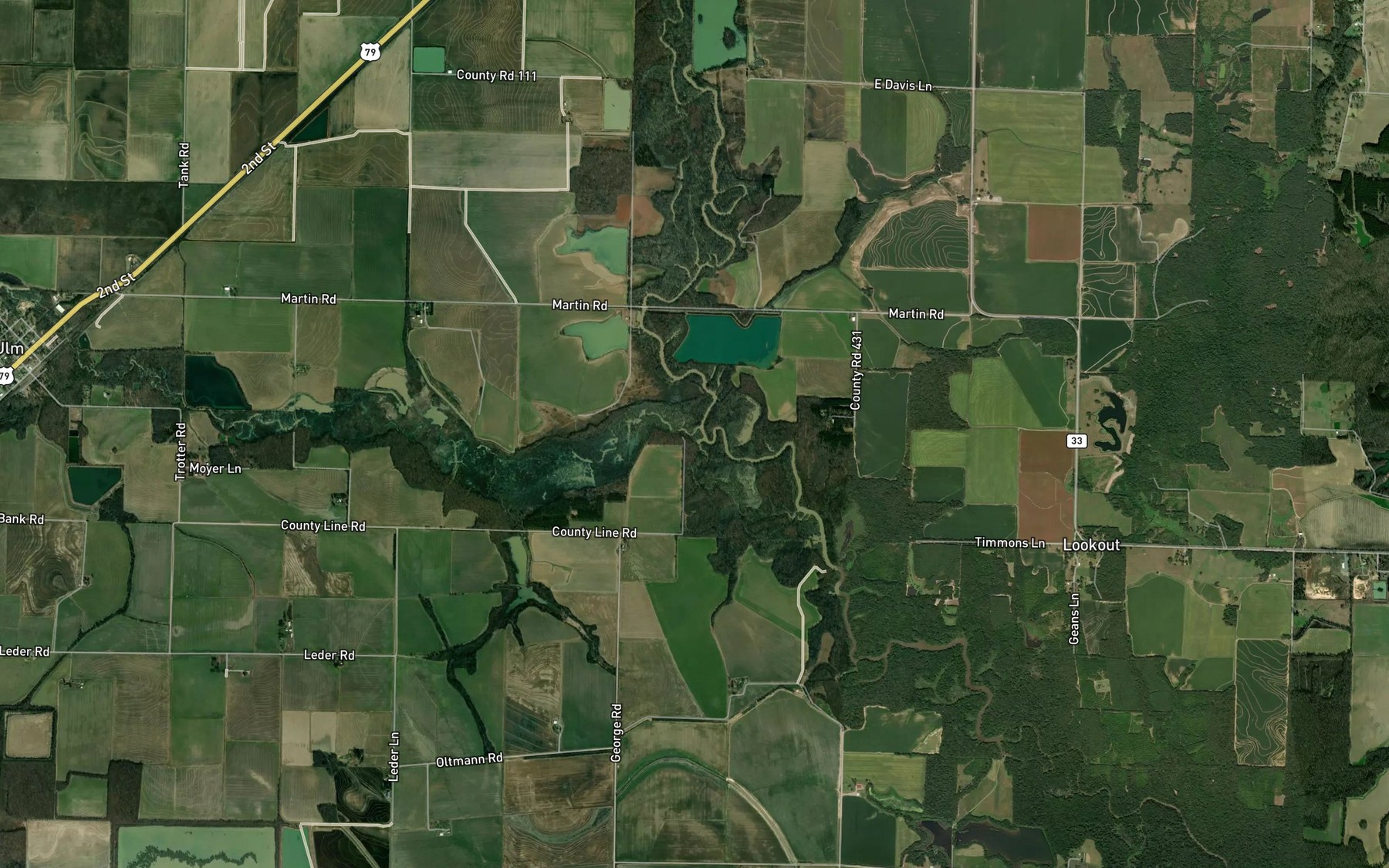 Satellite map of the Sherril Creek