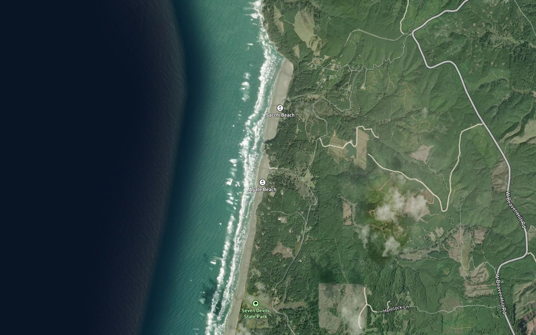 Satellite map of the Threemile Creek