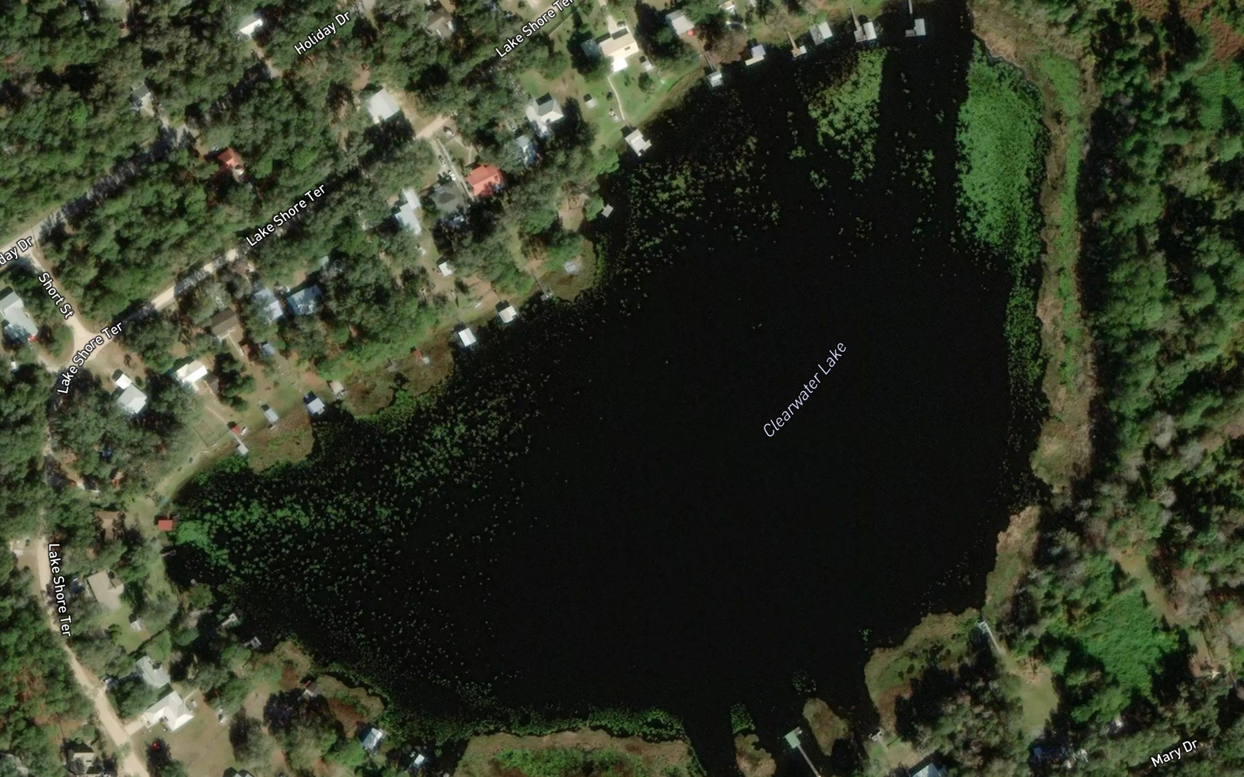 Satellite map of the Clearwater Lake