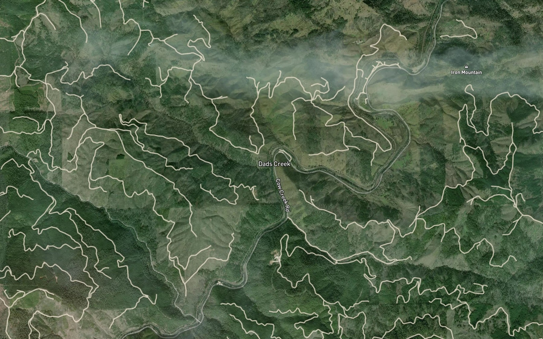 Satellite map of the Little Dads Creek