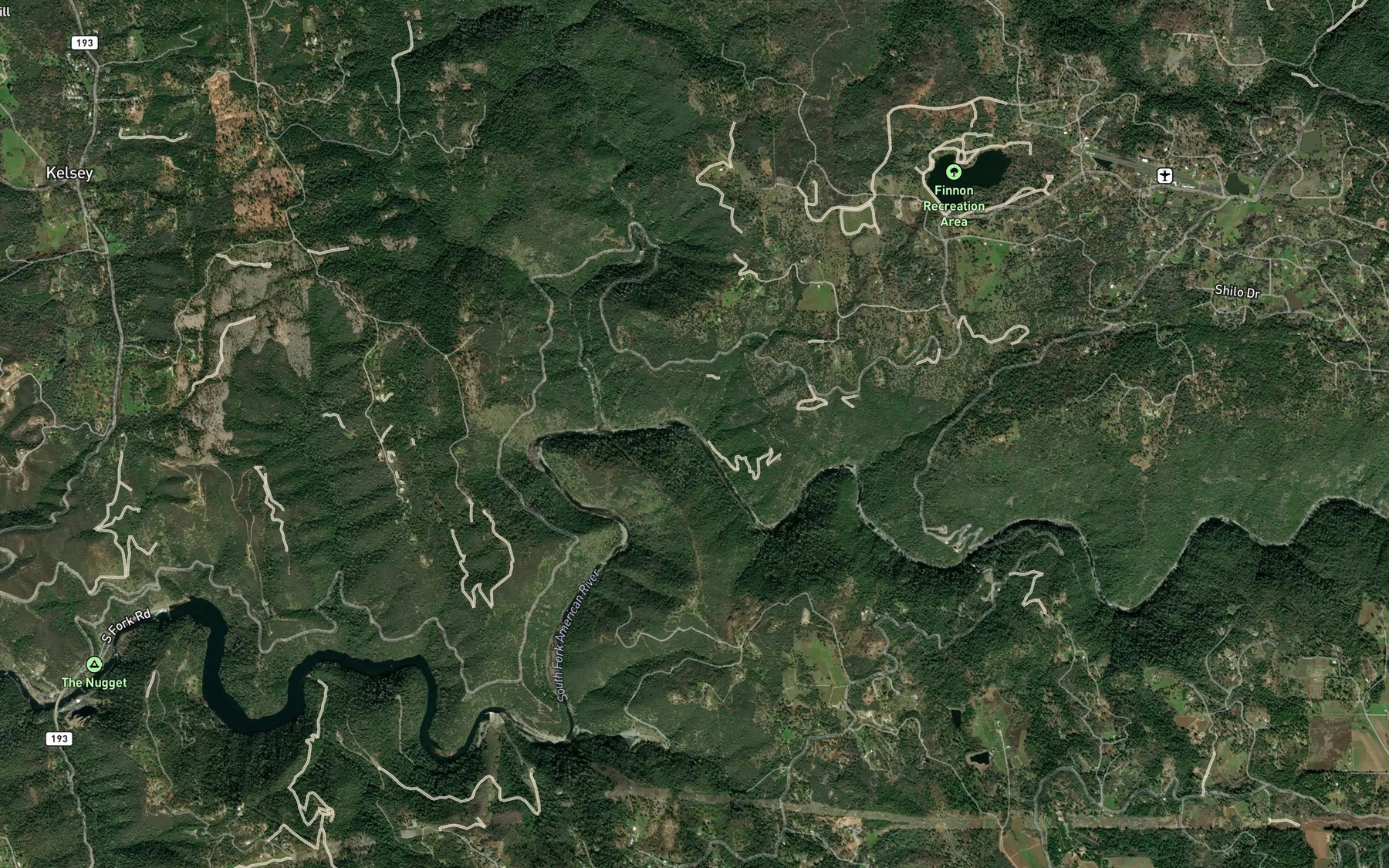 Satellite map of the Jaybird Creek