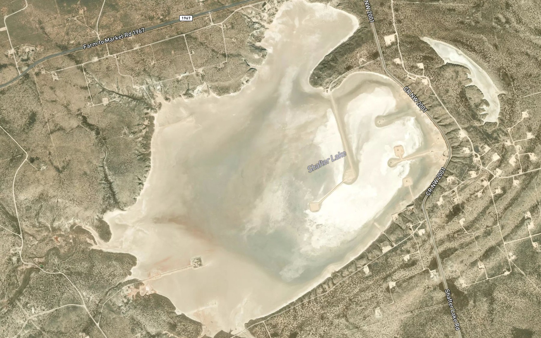 Satellite map of the Shafter Lake