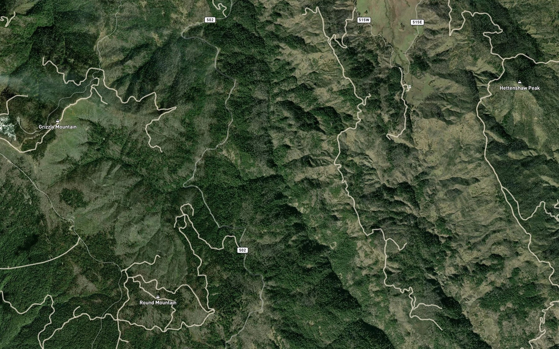 Satellite map of the Bar Creek