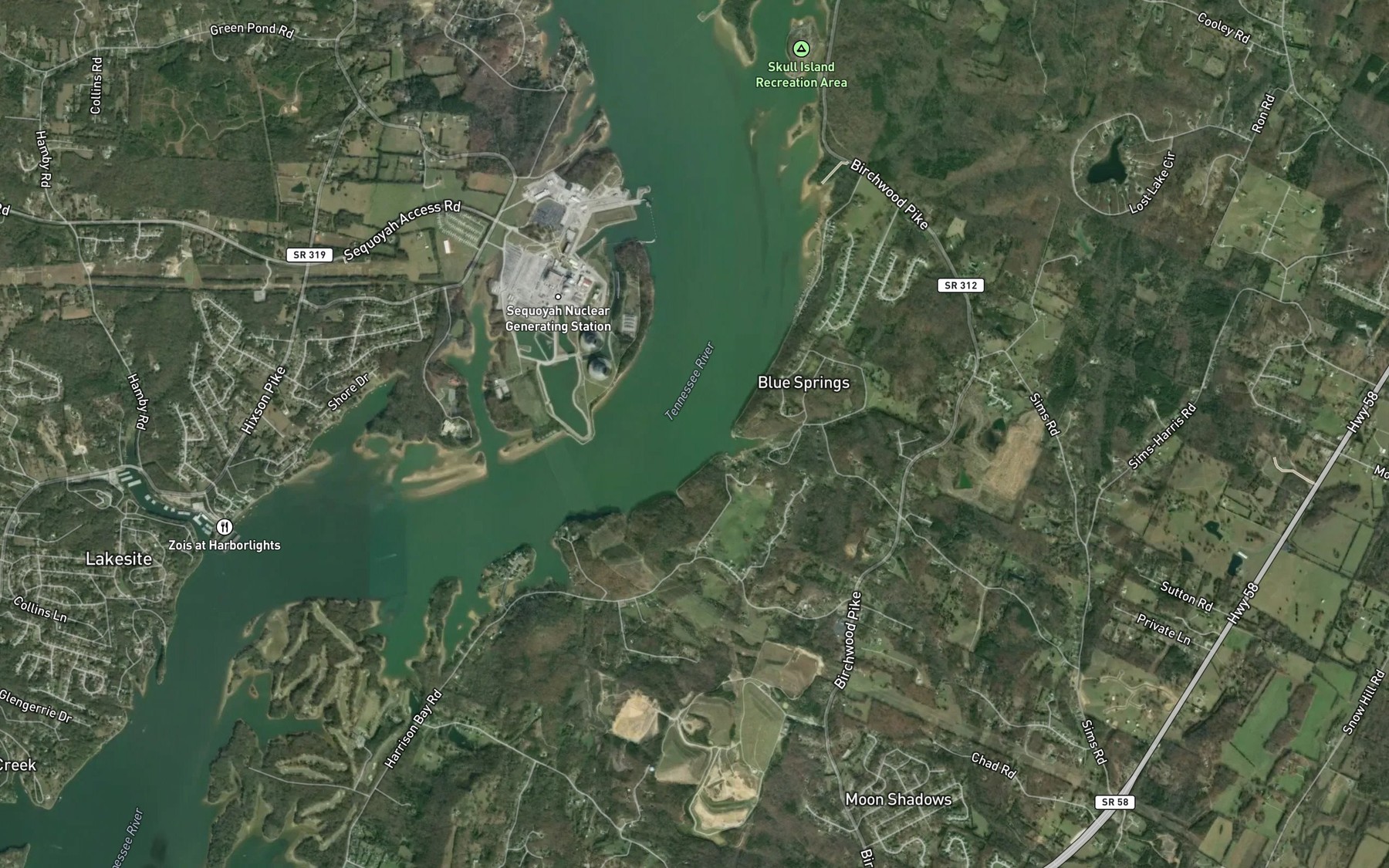 Satellite map of the Blue Spring