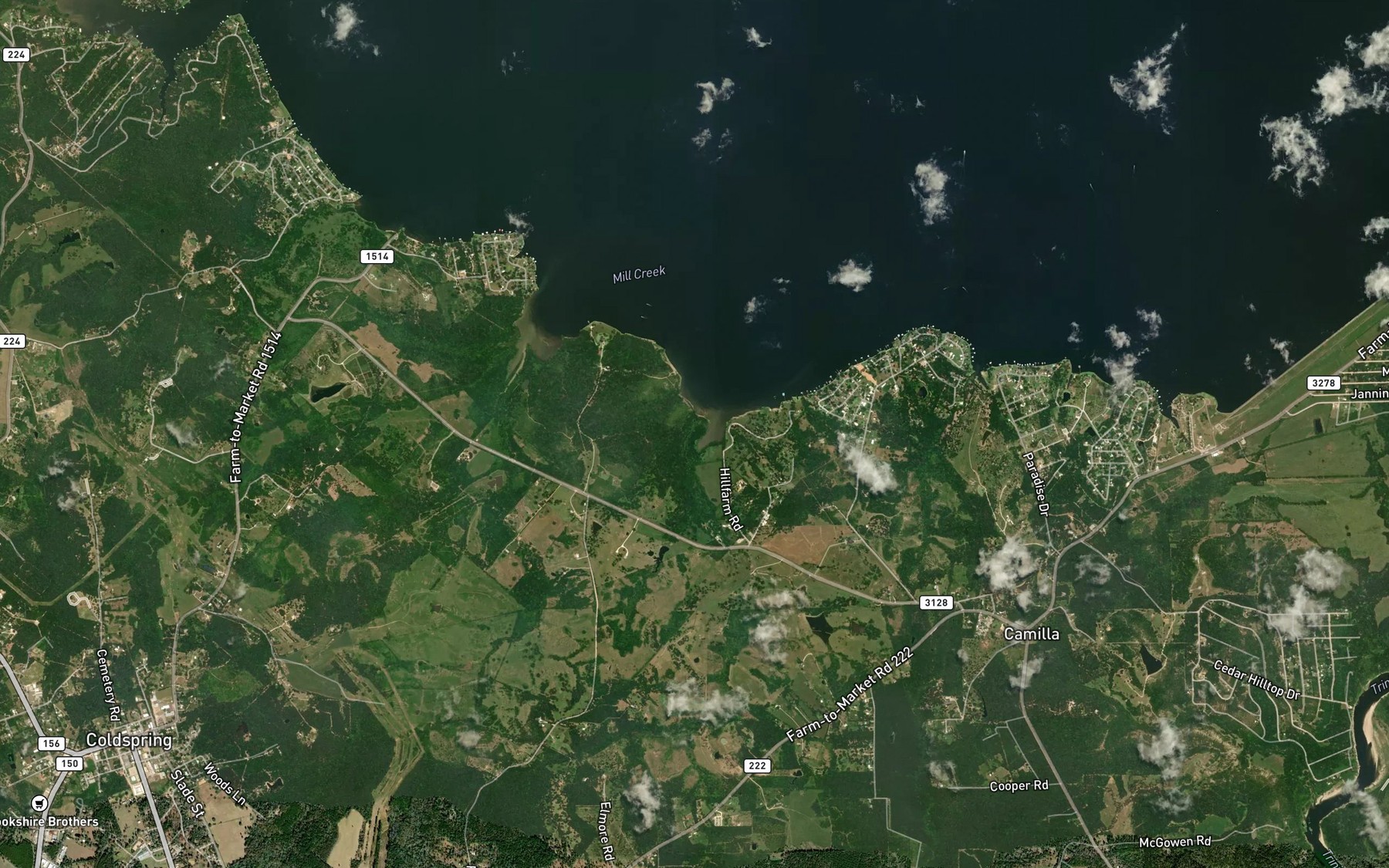 Satellite map of the Williams Creek