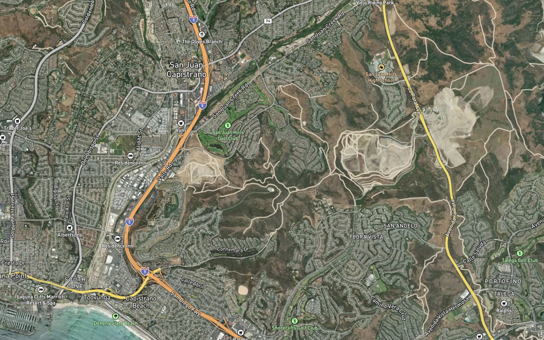 Satellite map of the Krum Reservoir