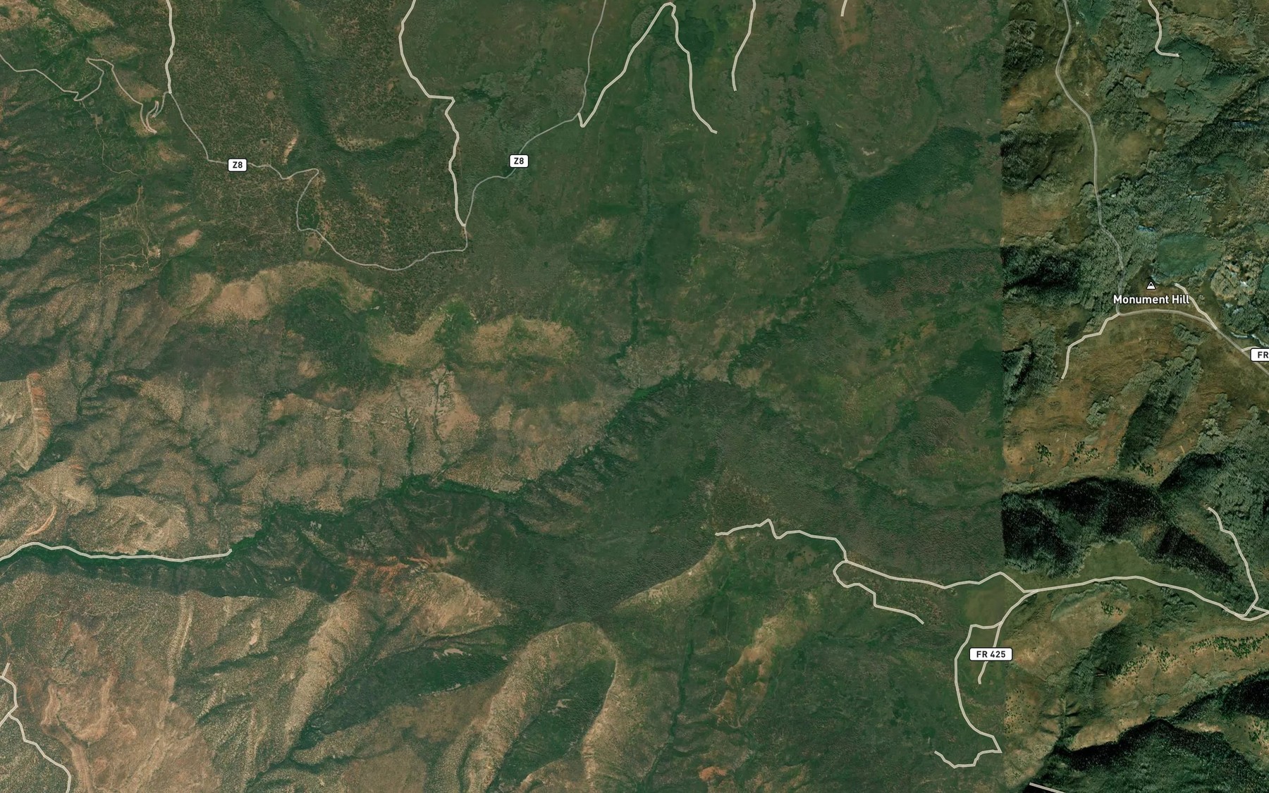 Satellite map of the Coal Creek