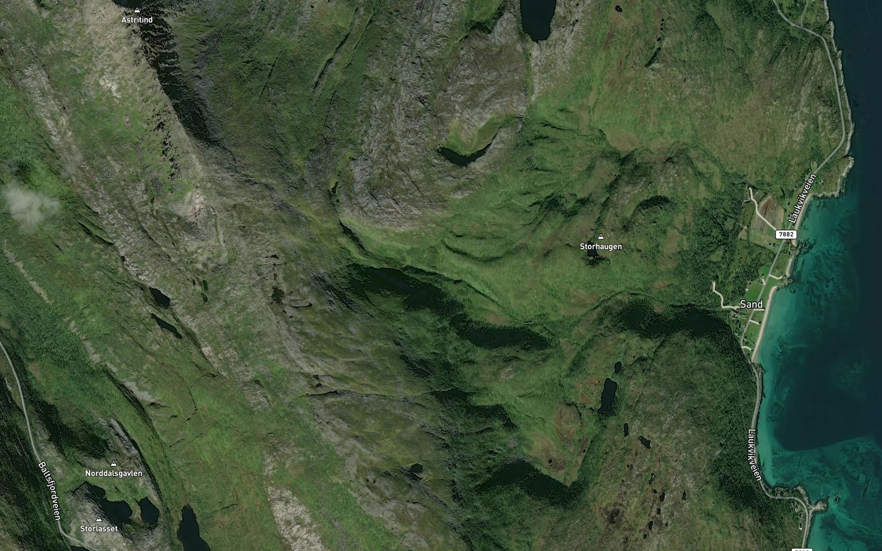 Satellite map of the Sordalselva