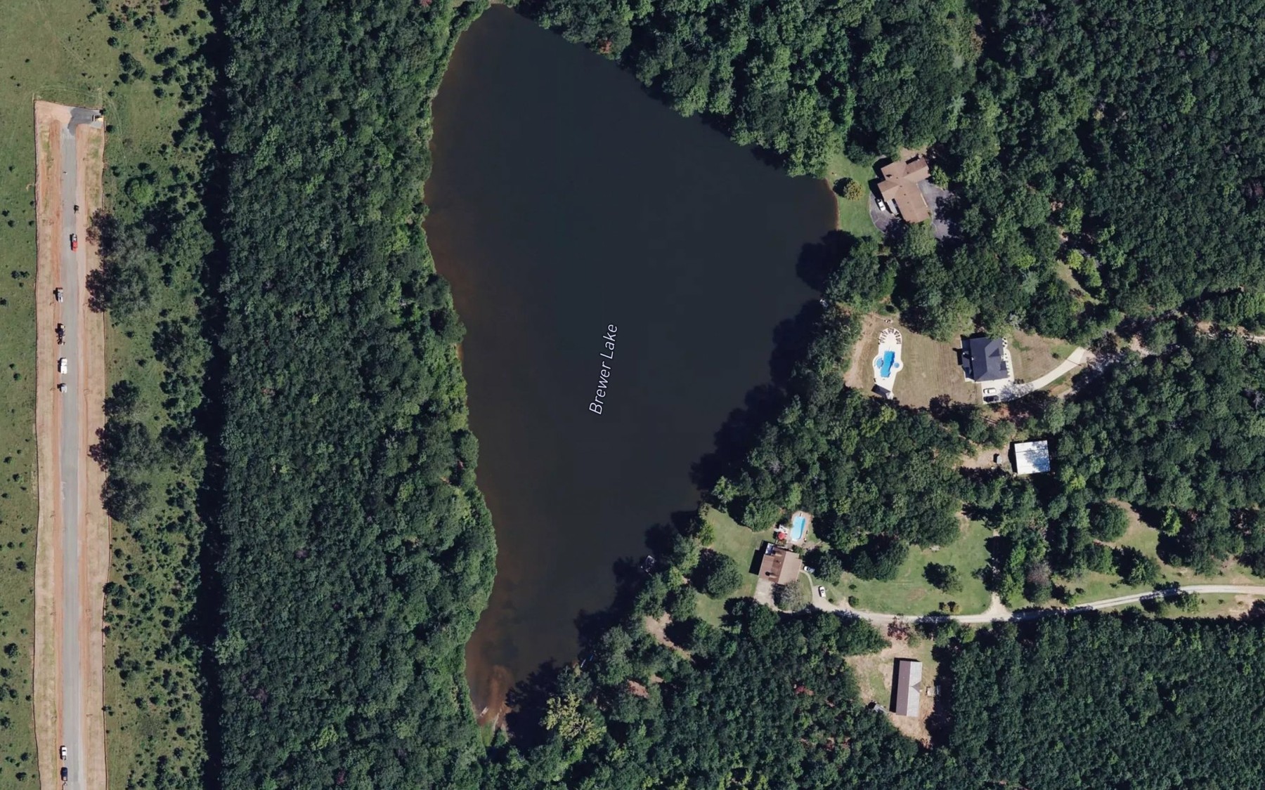 Satellite map of the Brewer Lake