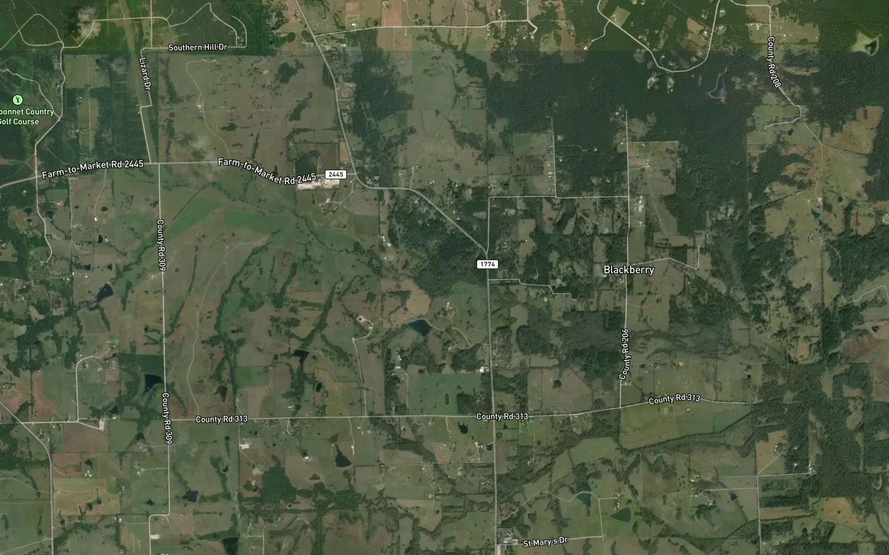 Satellite map of the Buff Lake Bottoms