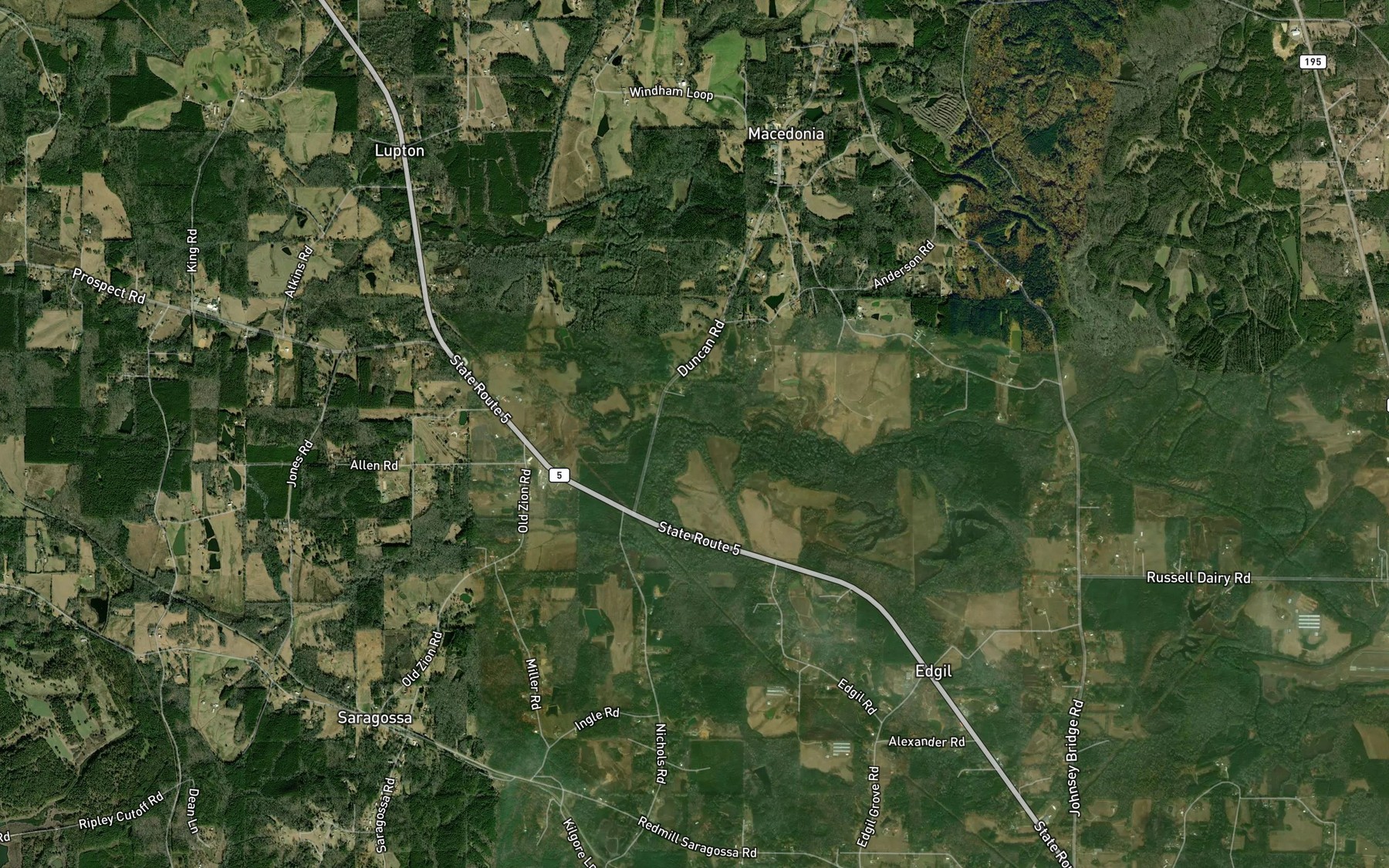 Satellite map of the Dry Creek