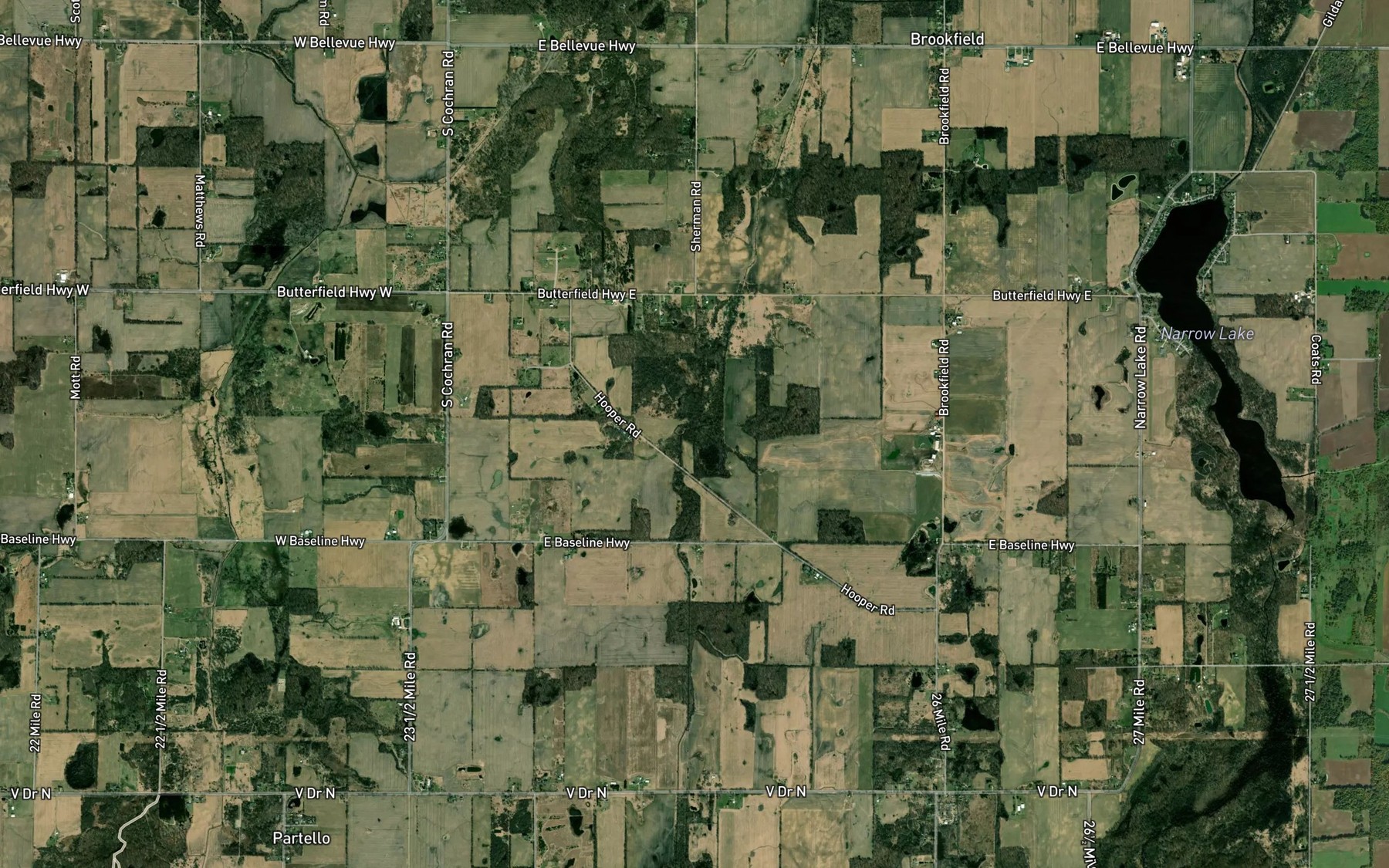 Satellite map of the Hogle and Miller Ditch