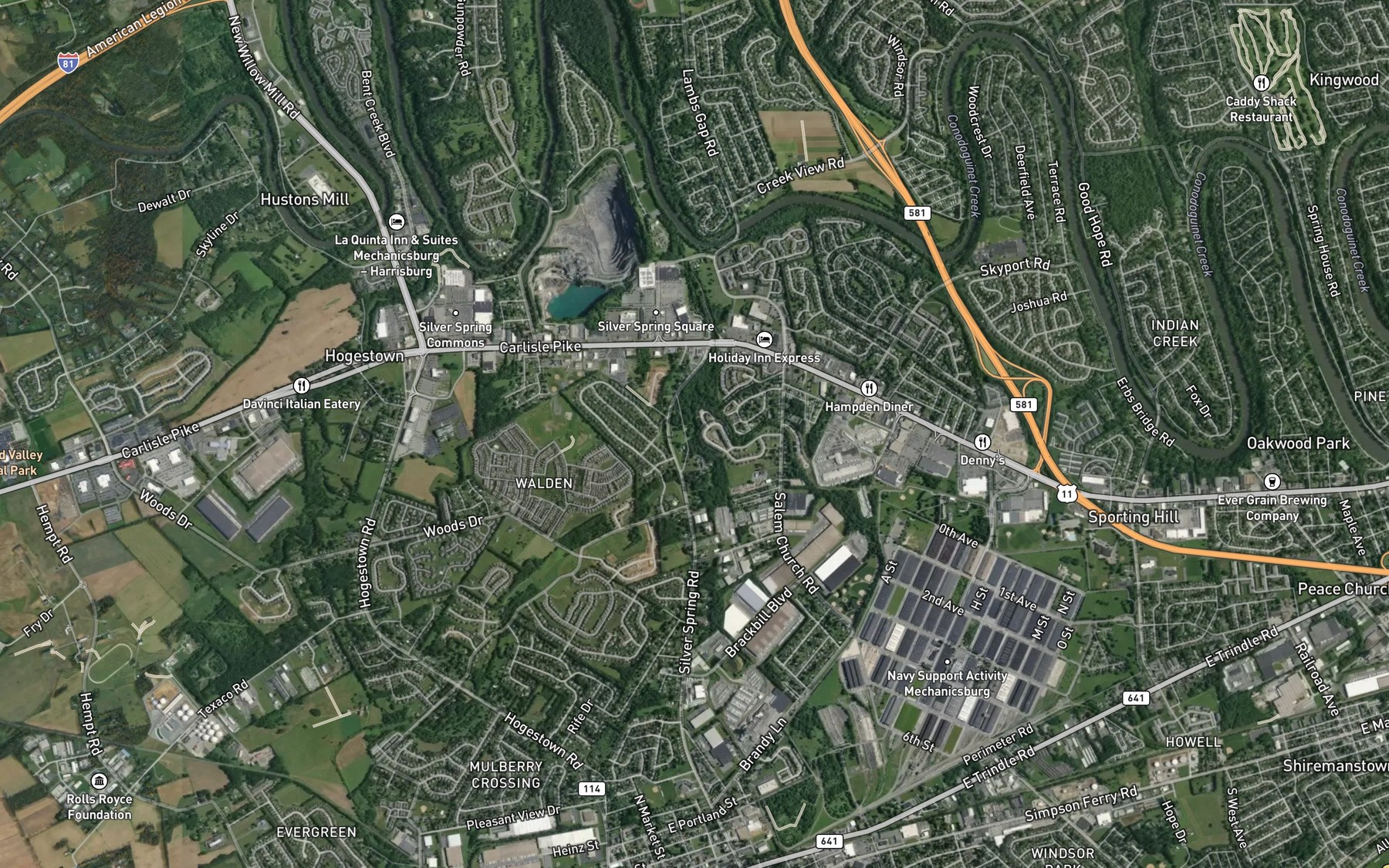 Satellite map of the Silver Spring