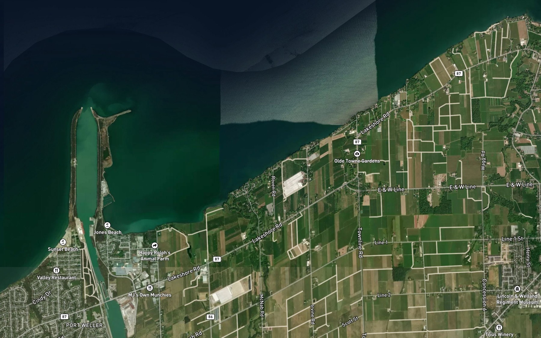 Satellite map of the Butkin Drain