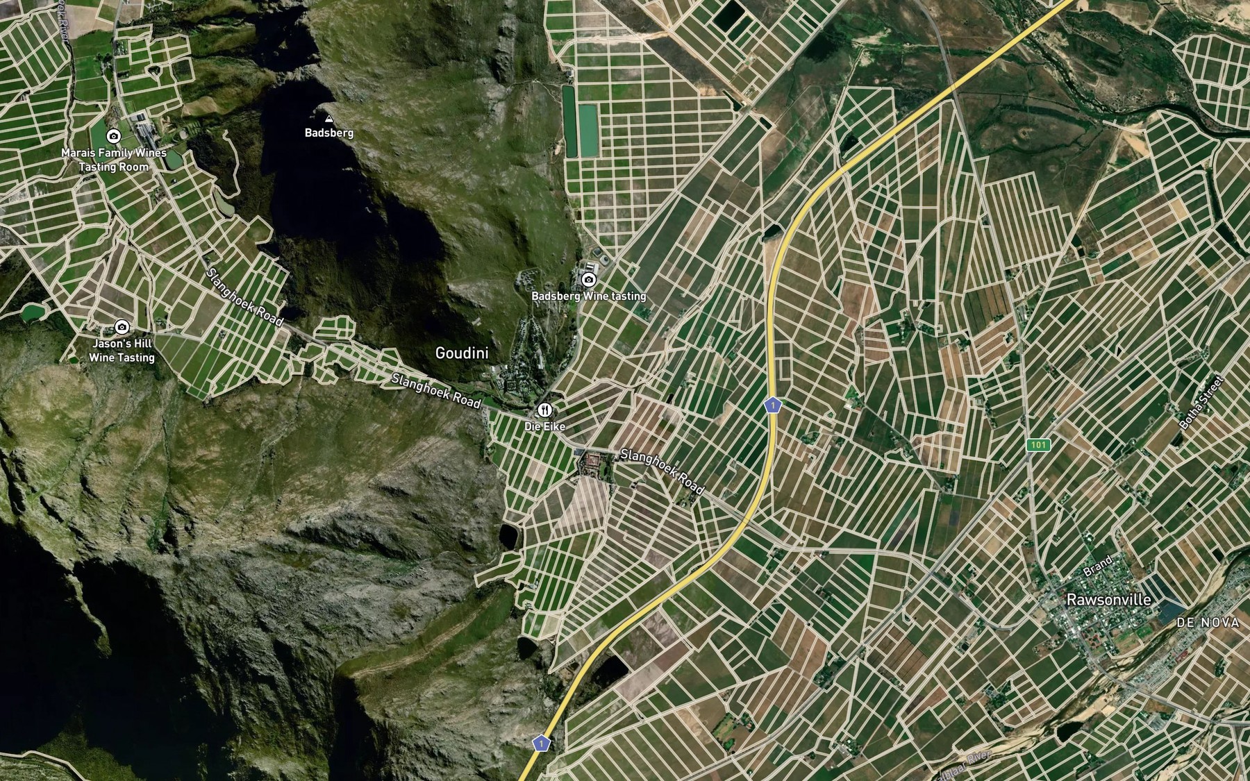Satellite map of the Damsrivier
