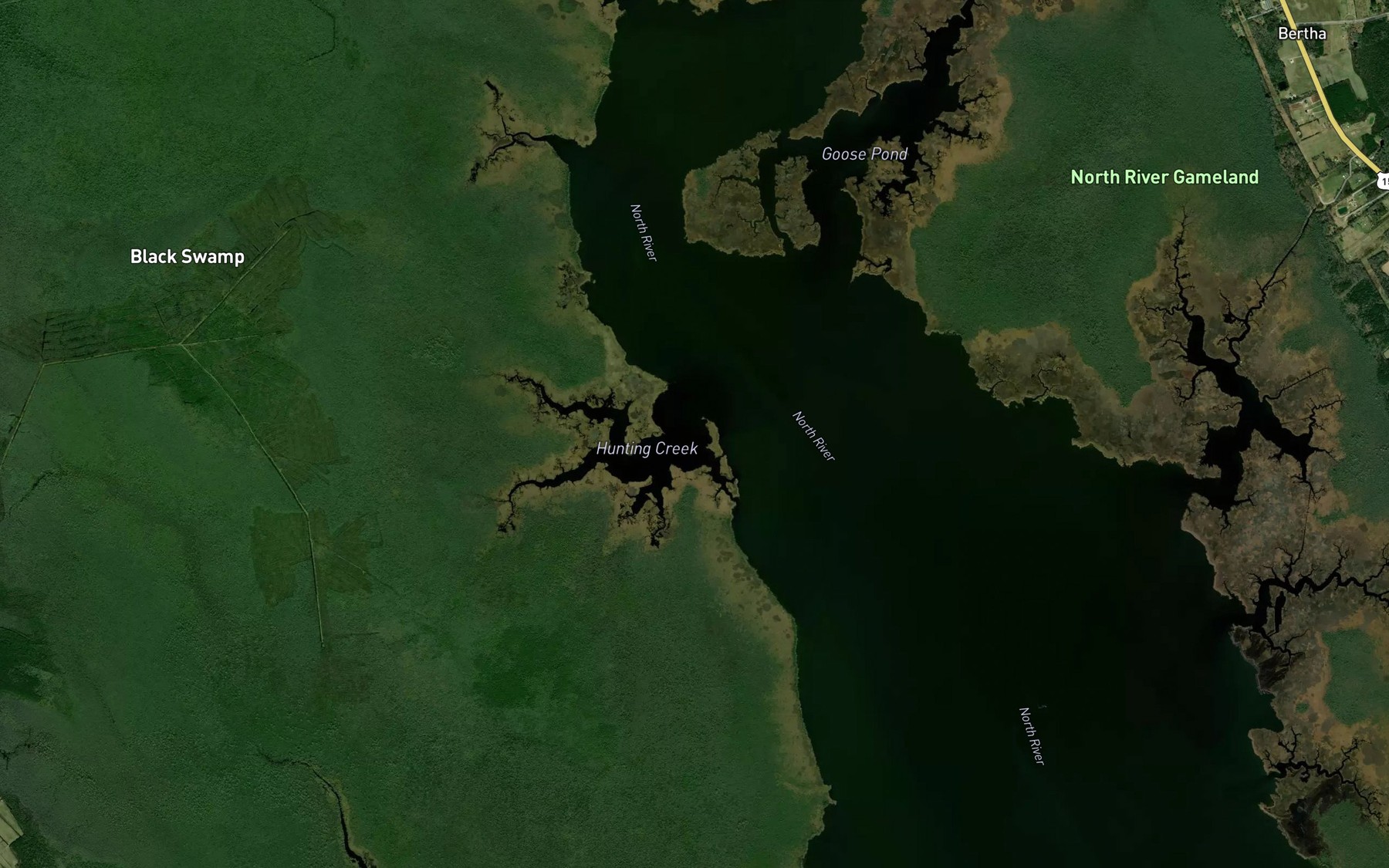 Satellite map of the Hunting Creek