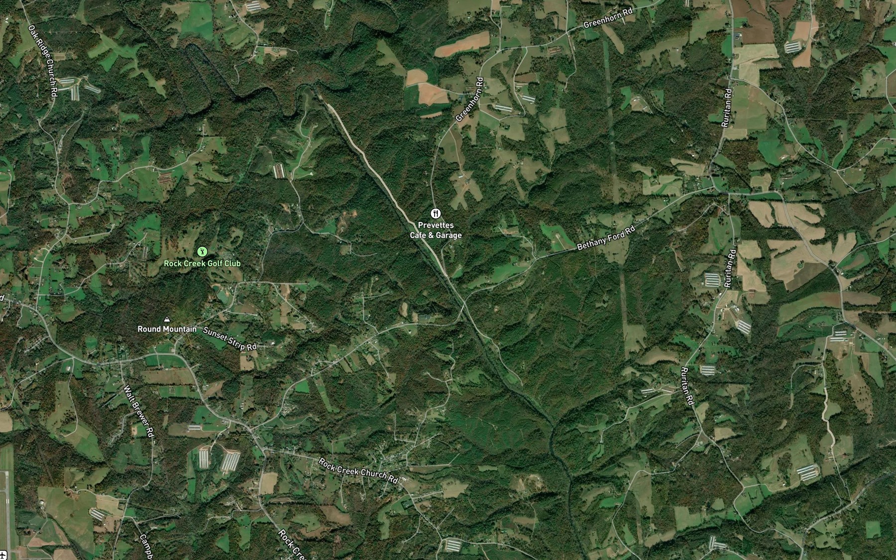 Satellite map of the Stewart Creek