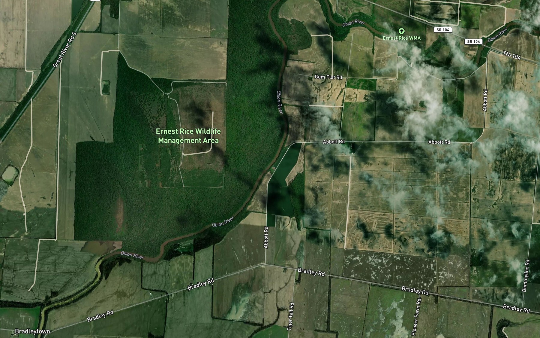 Satellite map of the Rush Slough