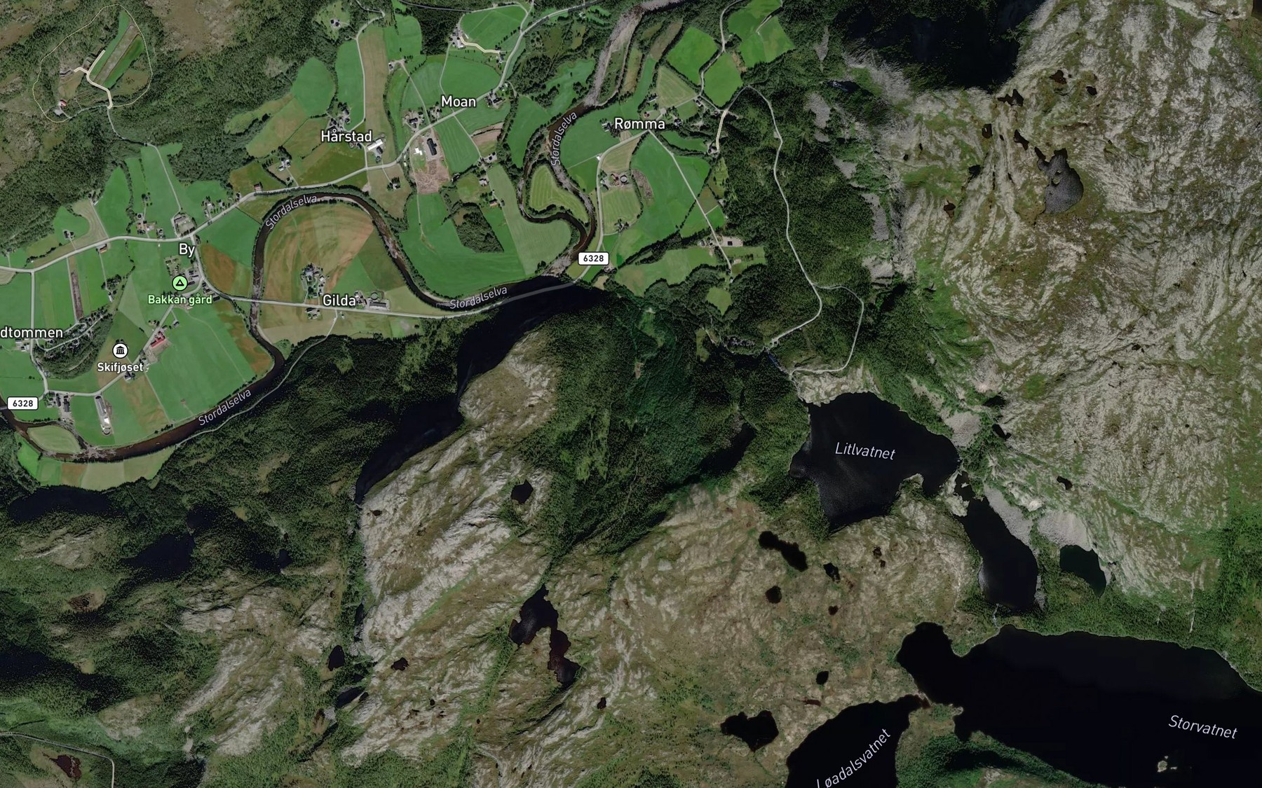 Satellite map of the Ommunddalsbekken