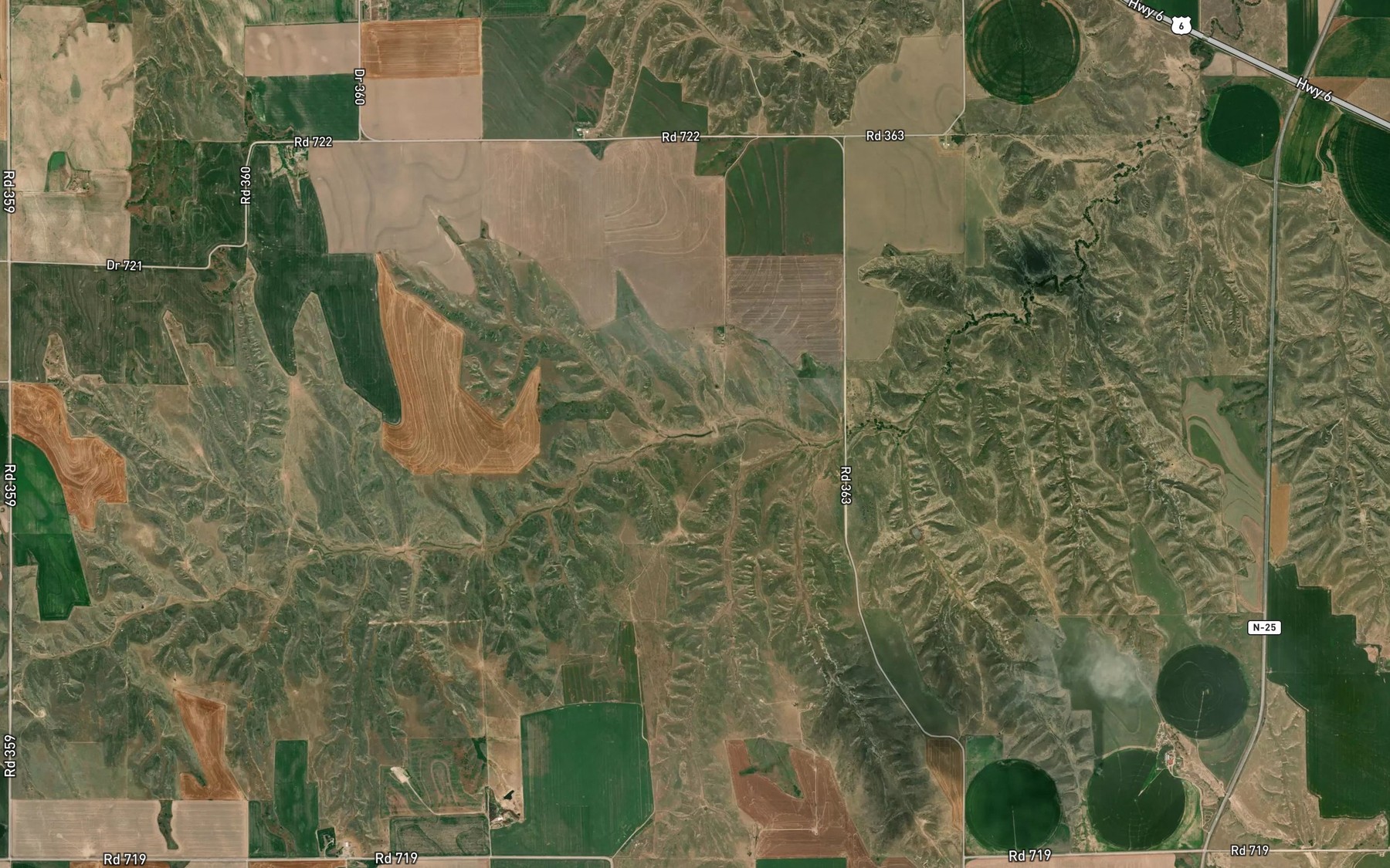 Satellite map of the Shackelford Reservoir