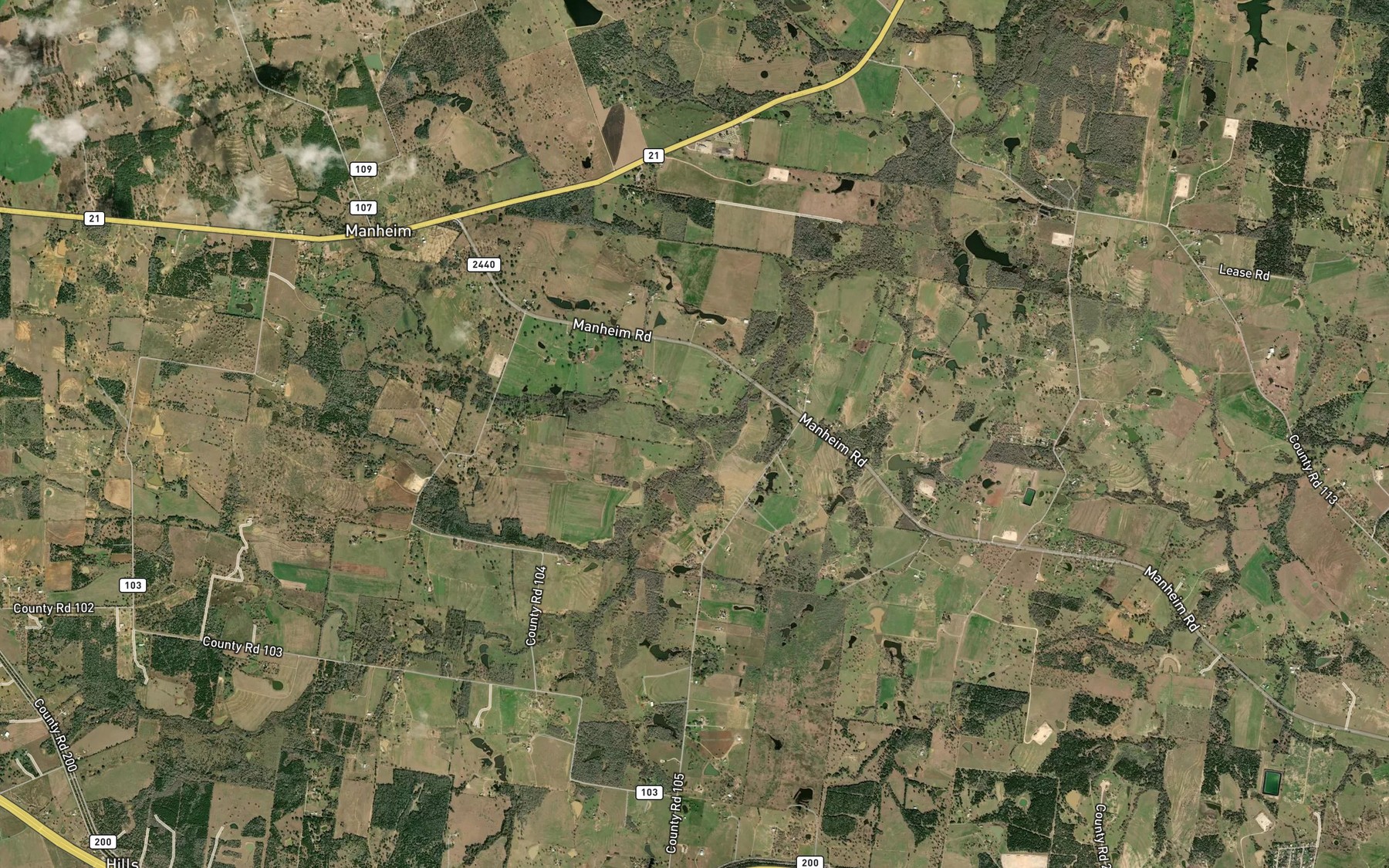 Satellite map of the Dead Mans Hole Creek