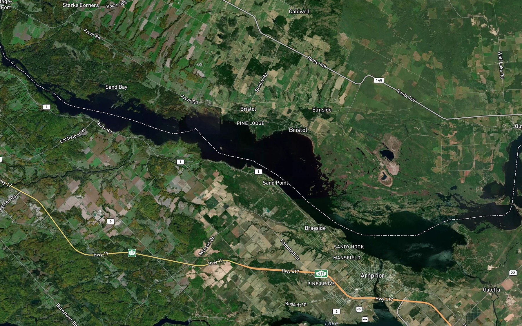 Satellite map of the Lac des Chats