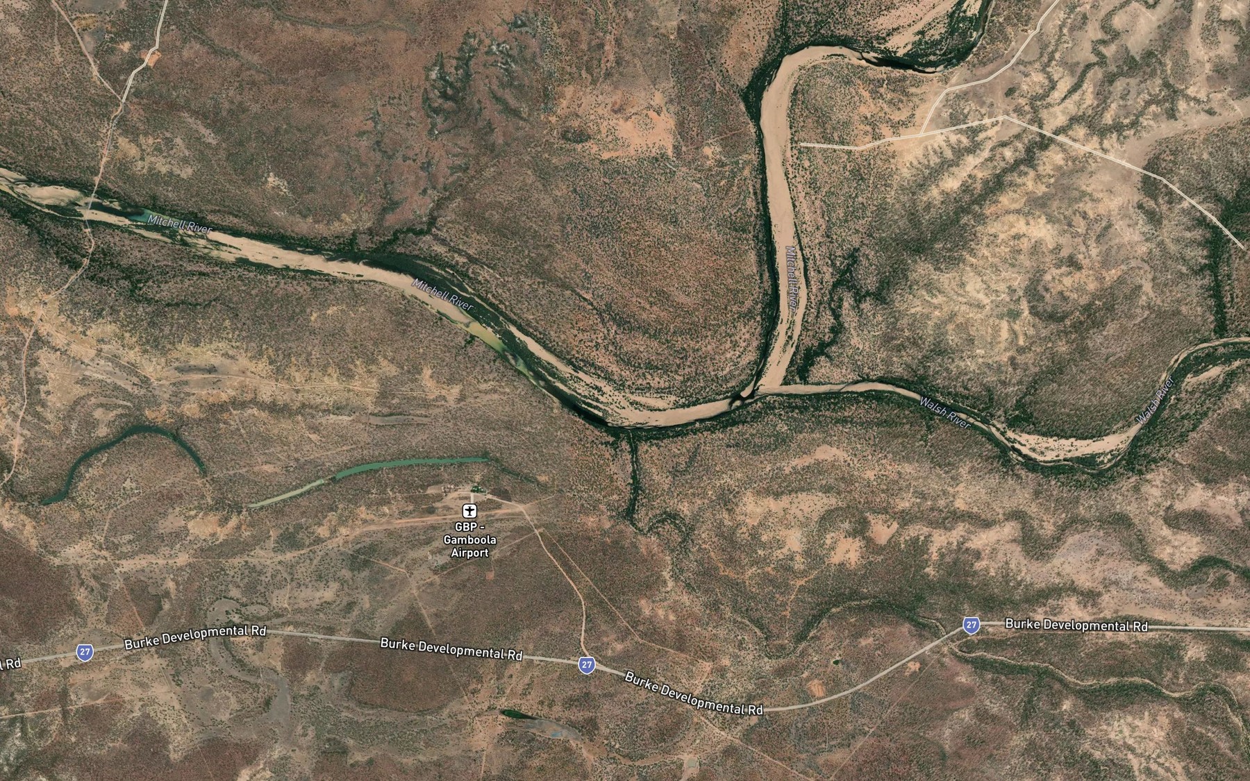Satellite map of the Brown Creek