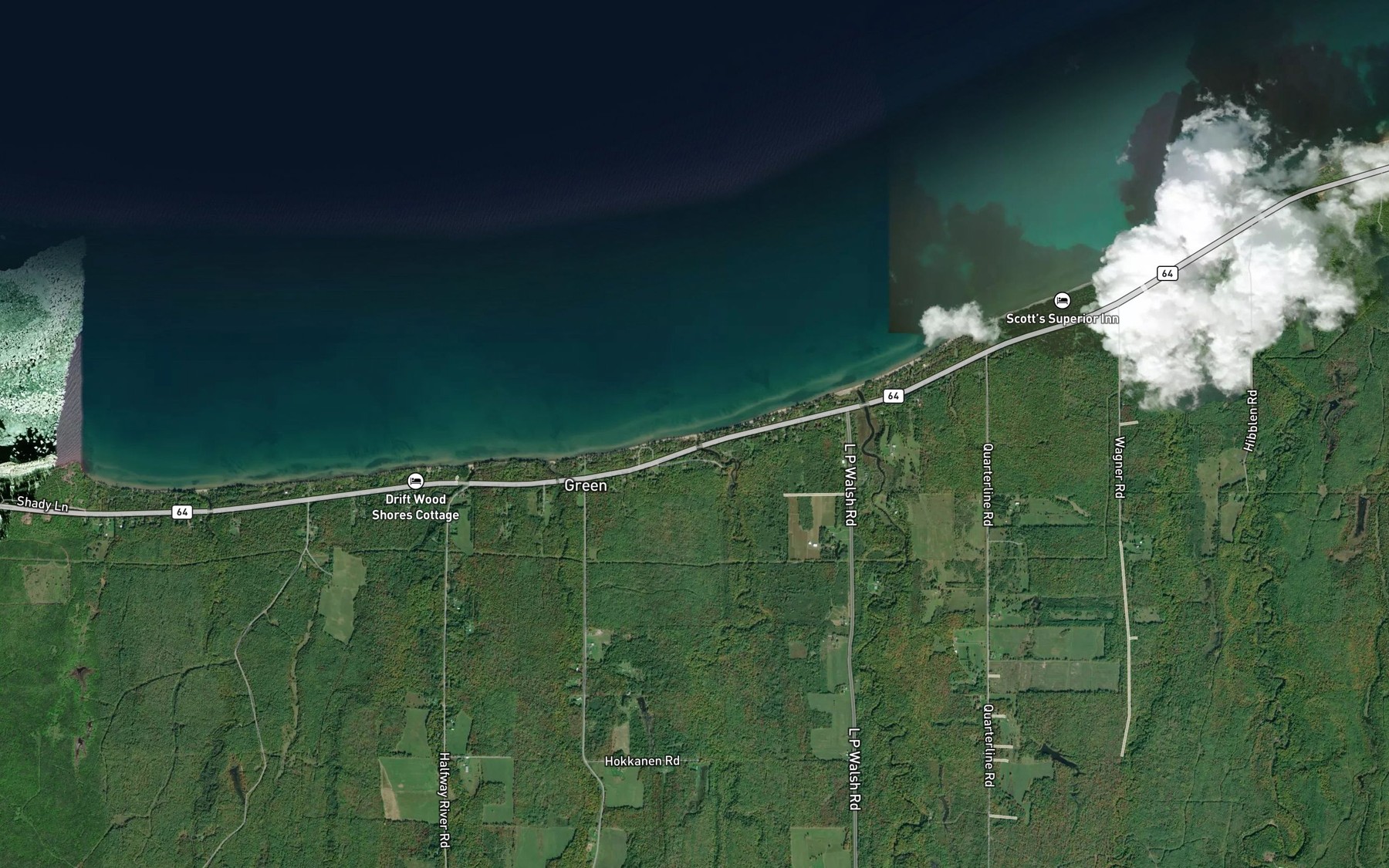 Satellite map of the Little Cranberry River