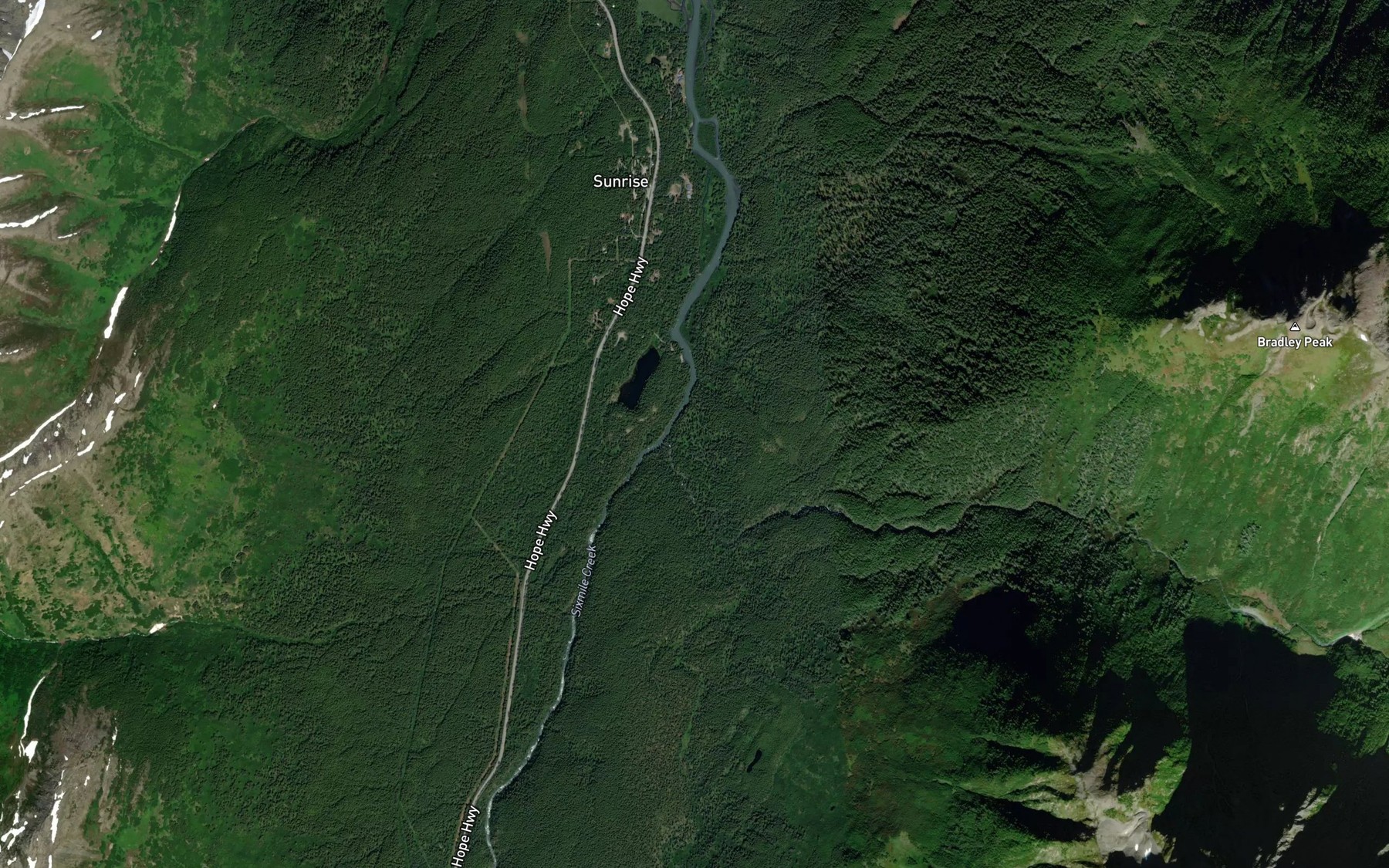 Satellite map of the Falls Creek