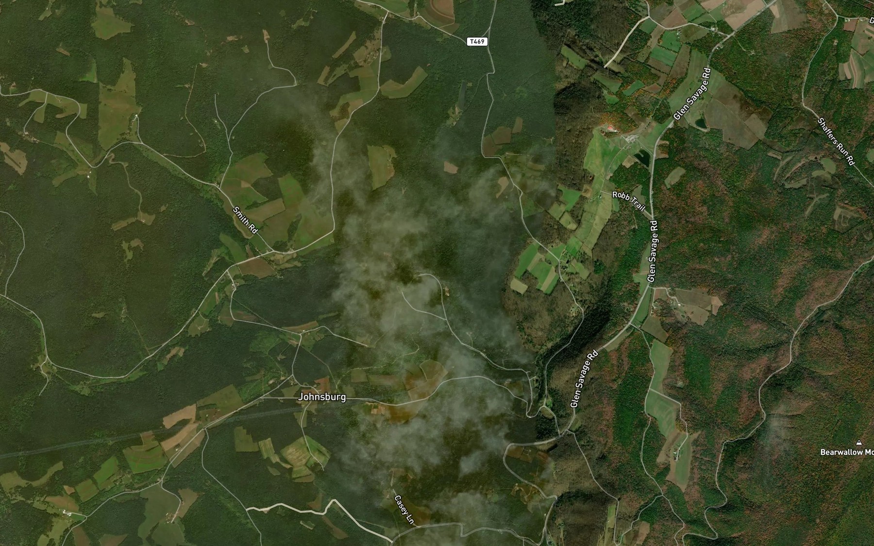 Satellite map of the Hillegas Run