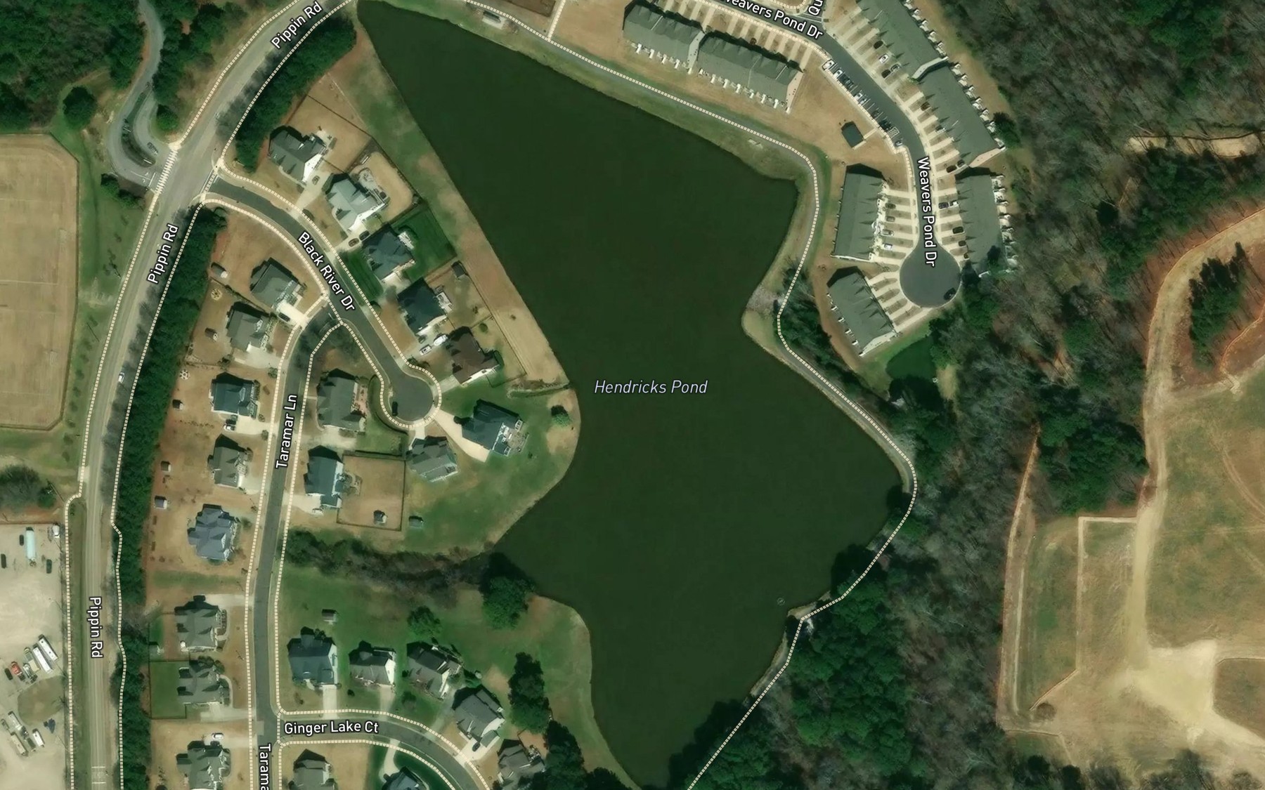 Satellite map of the Hendricks Pond